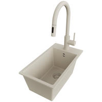 GRANITSPÜLE Riga, 2-er set Beige 28/50 cm 1 Becken + Küchenarmatur 40/20 cm + Ablauf-Set ab 30er Unterschrank - Beige, Kunststoff (28/20/50cm) - Primagran