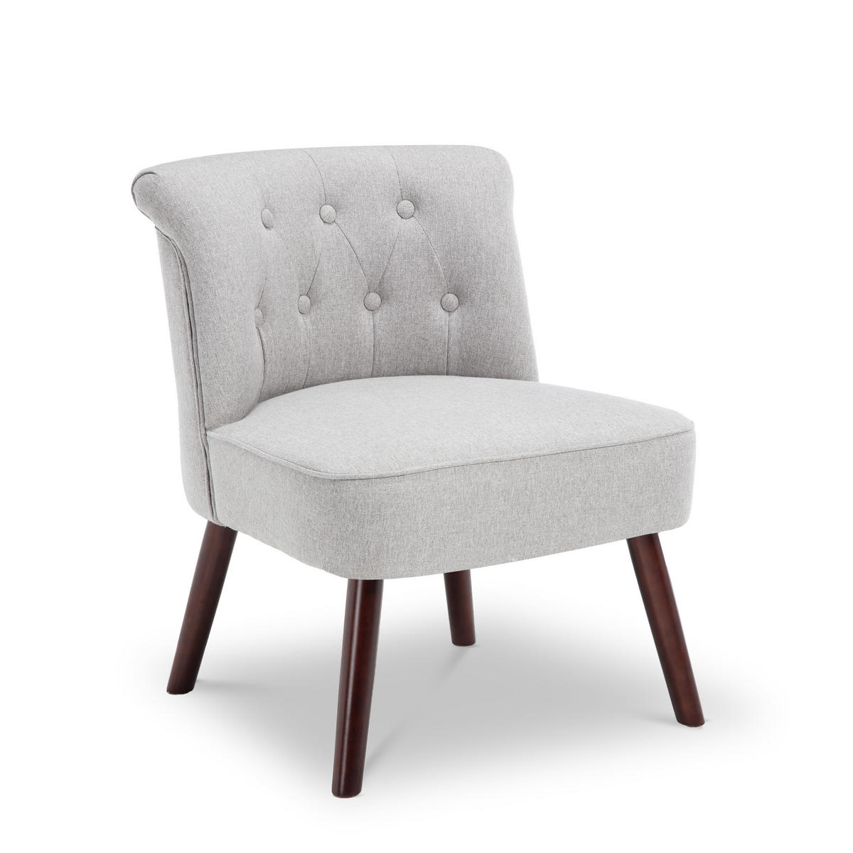 SESSEL 2er-Set Jacques gepolstert mit hellgrauem Stoff - Dunkelbraun/Hellgrau, Holz/Textil (56.5/73/62cm) - Sicaan