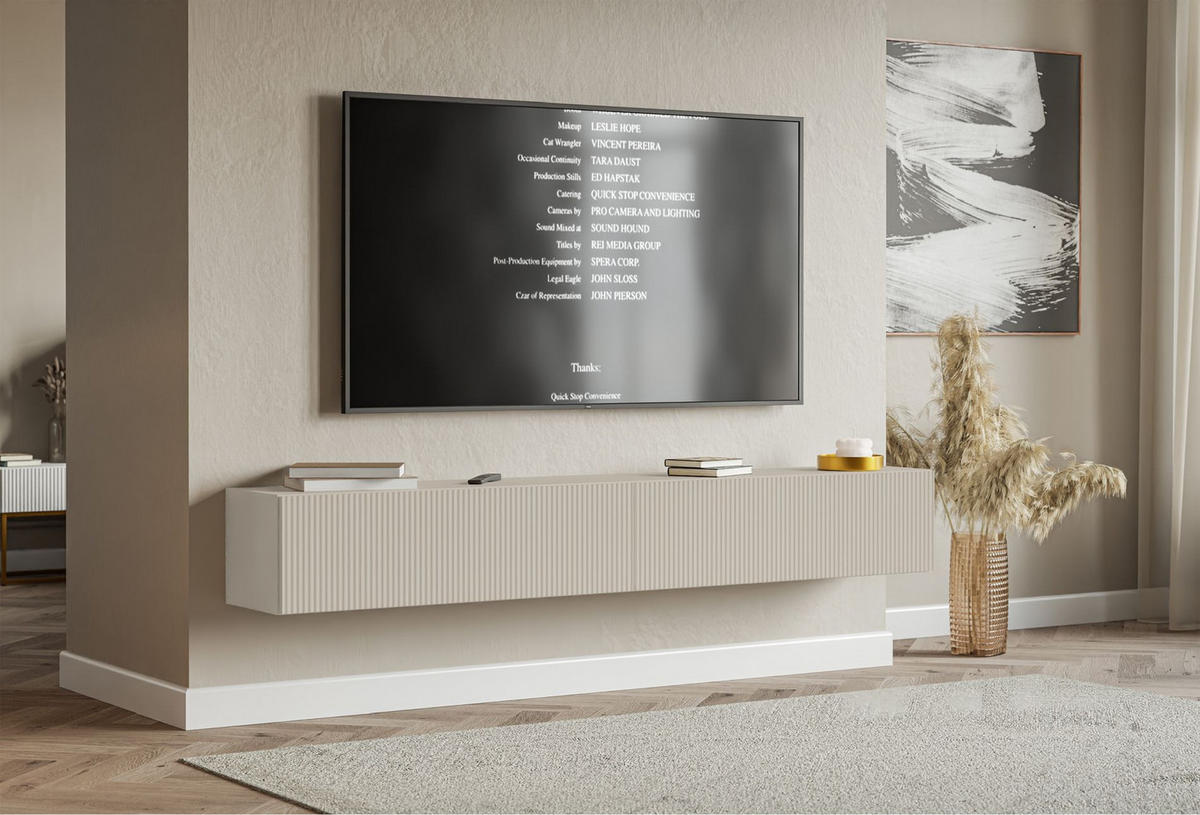 TV-LOWBOARD Veldio hängend Greige 200 cm - Taupe, Holzwerkstoff (201.6/28.5/31.6cm) - Selsey