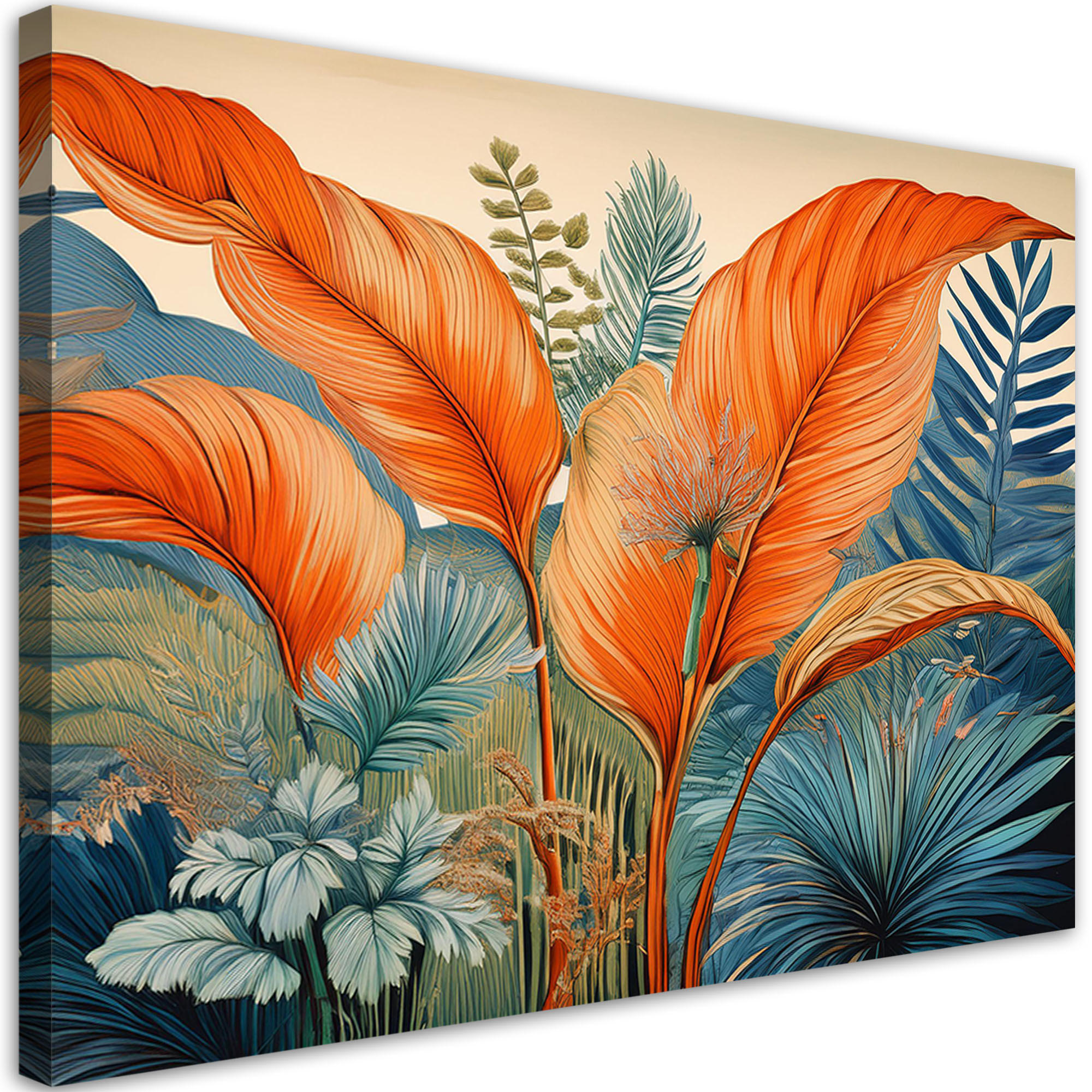 WANDBILD orangenblätter palmenpflanze - Orange, Textil (60/40cm) - Feeby