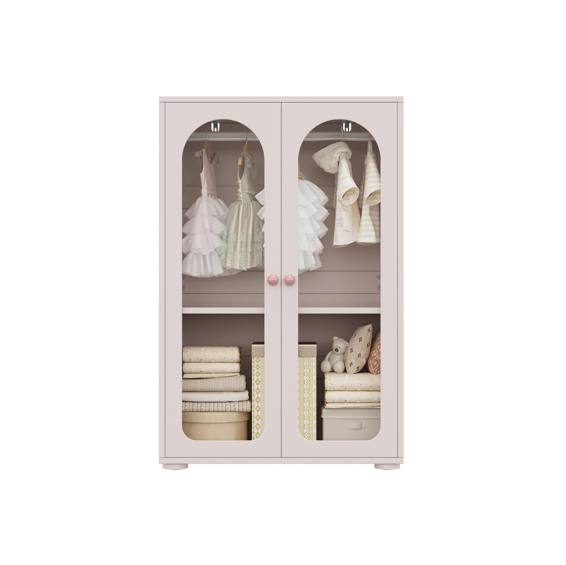 KLEIDERSCHRANK 80/120/50 cm Babyrosa aus Acryl und MDF 2er Set - Pink, Holzwerkstoff (50/120/160cm) - OKMYHOME