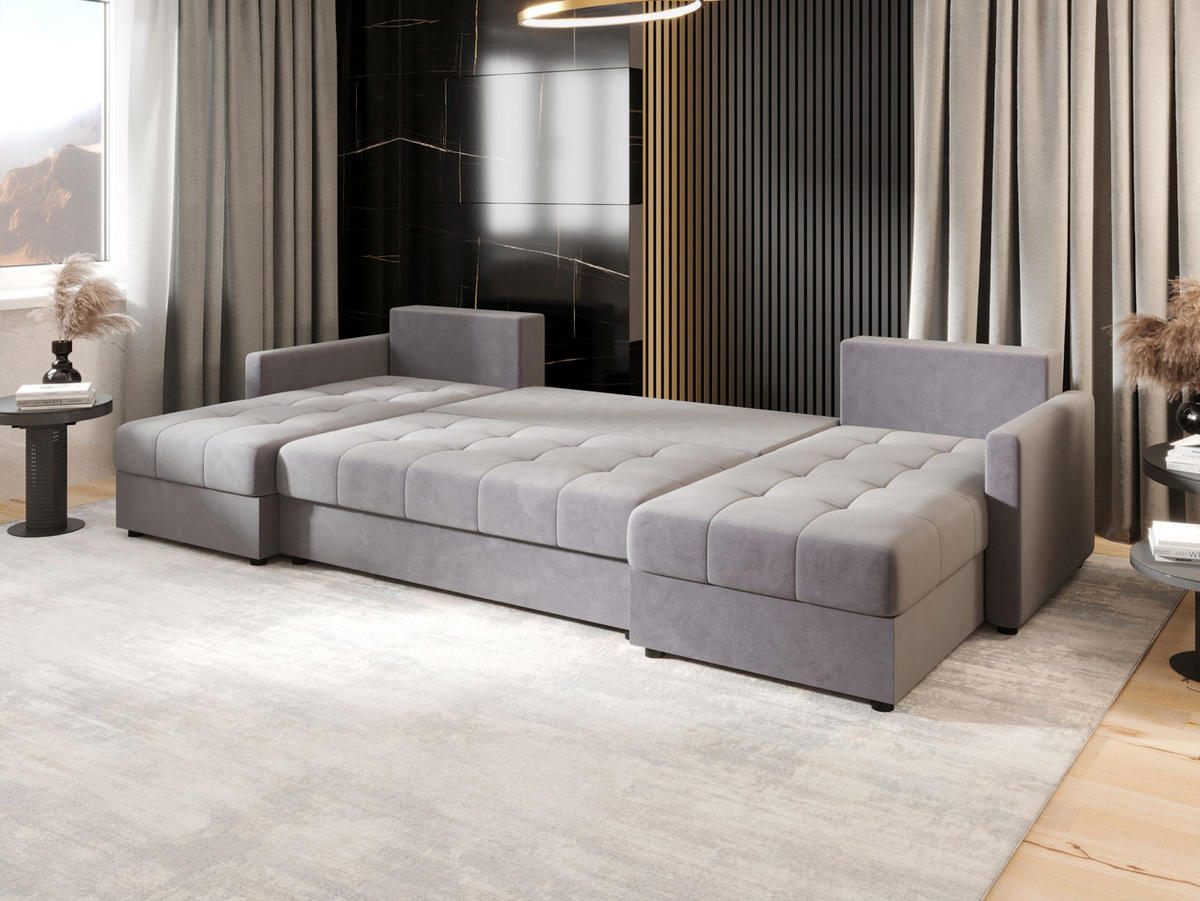 ECKSOFA MOS U BIS Itaka 50 mit Schlaffunktion - Grau, Textil (285/85/140cm) - Bedante