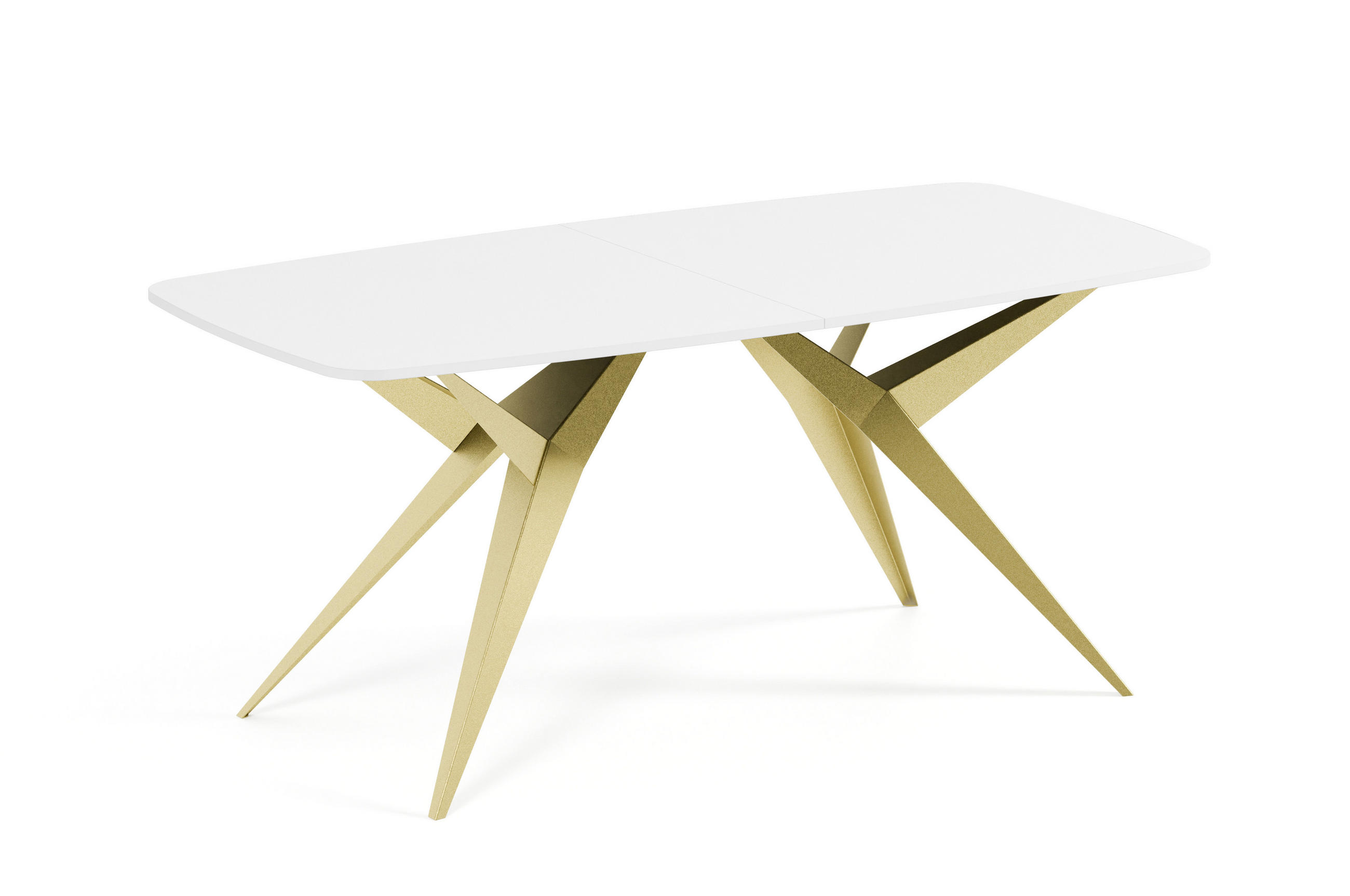 ESSTISCH AXIS - Goldfarben/Weiß, Holzwerkstoff/Metall (90/180/76cm) - Meblini