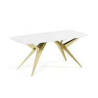 ESSTISCH AXIS - Goldfarben/Weiß, Holzwerkstoff/Metall (90/180/76cm) - Meblini