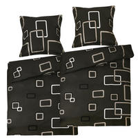 BETTWÄSCHE Noa 135x200cm + Kissenbezug 80x80cm Anthrazit Ornamente Renforcé 2er Set - Anthrazit, Textil (135/200cm)