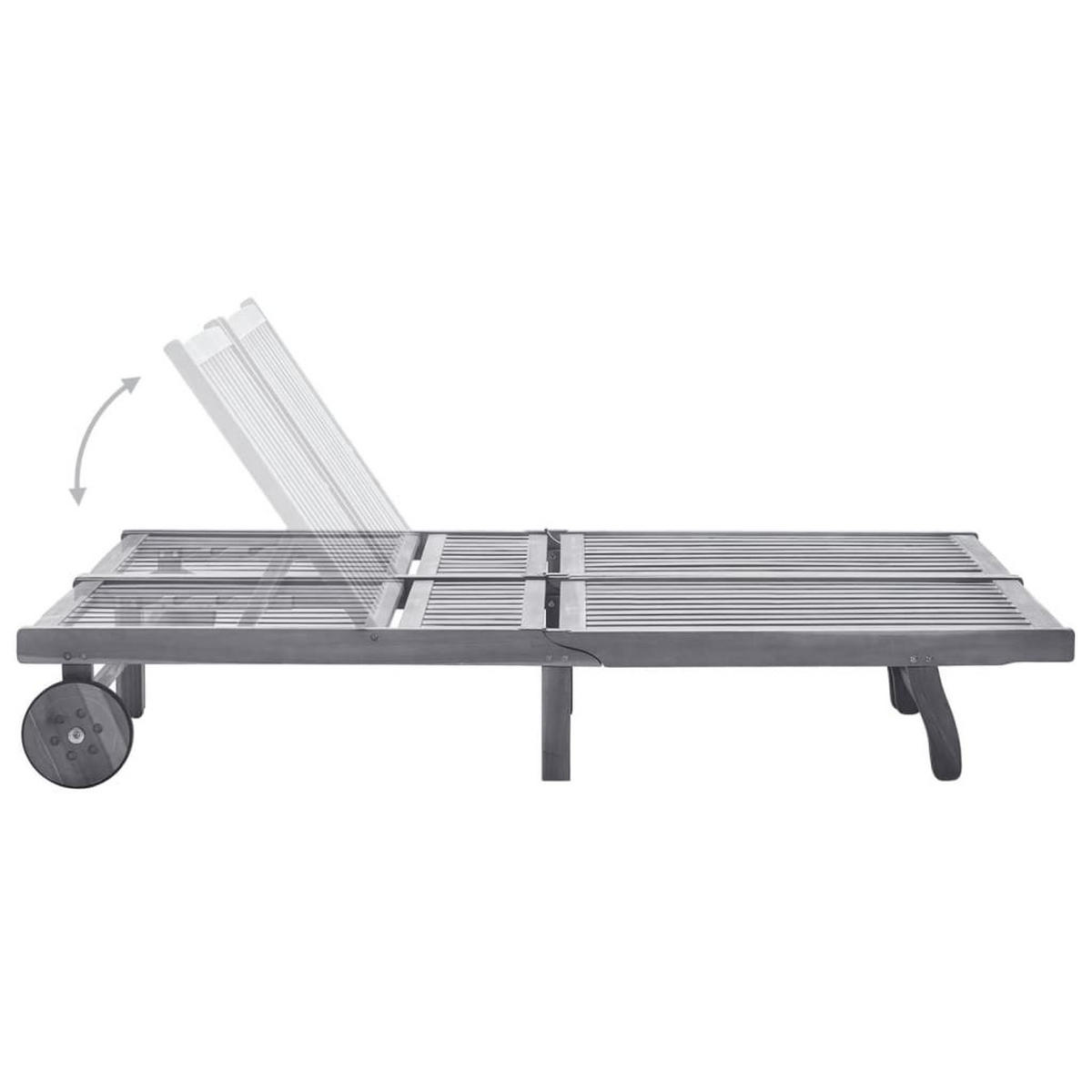 2-PERSONEN-SONNENLIEGE mit Auflage Grau Akazie Massivholz - Grau, Holz (200/76/200cm) - furnicato