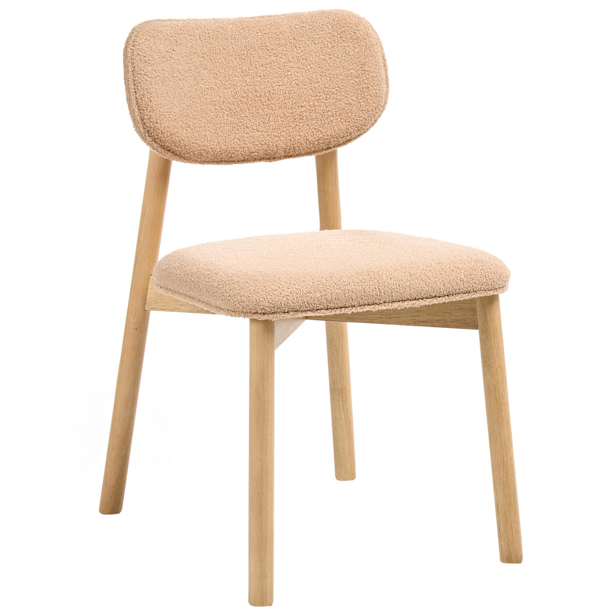 ESSZIMMERSTUHL 2er-Set Bouclé Hellbraun/Beige Mills - Hellbraun, Textil (50/80/58cm) - Beliani
