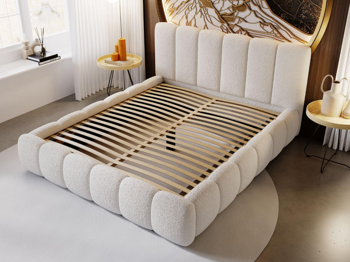 POLSTERBETT Cloud 200x200 Bouclé-Stoff Beige - Beige, Textil (200/200cm) - Graingold