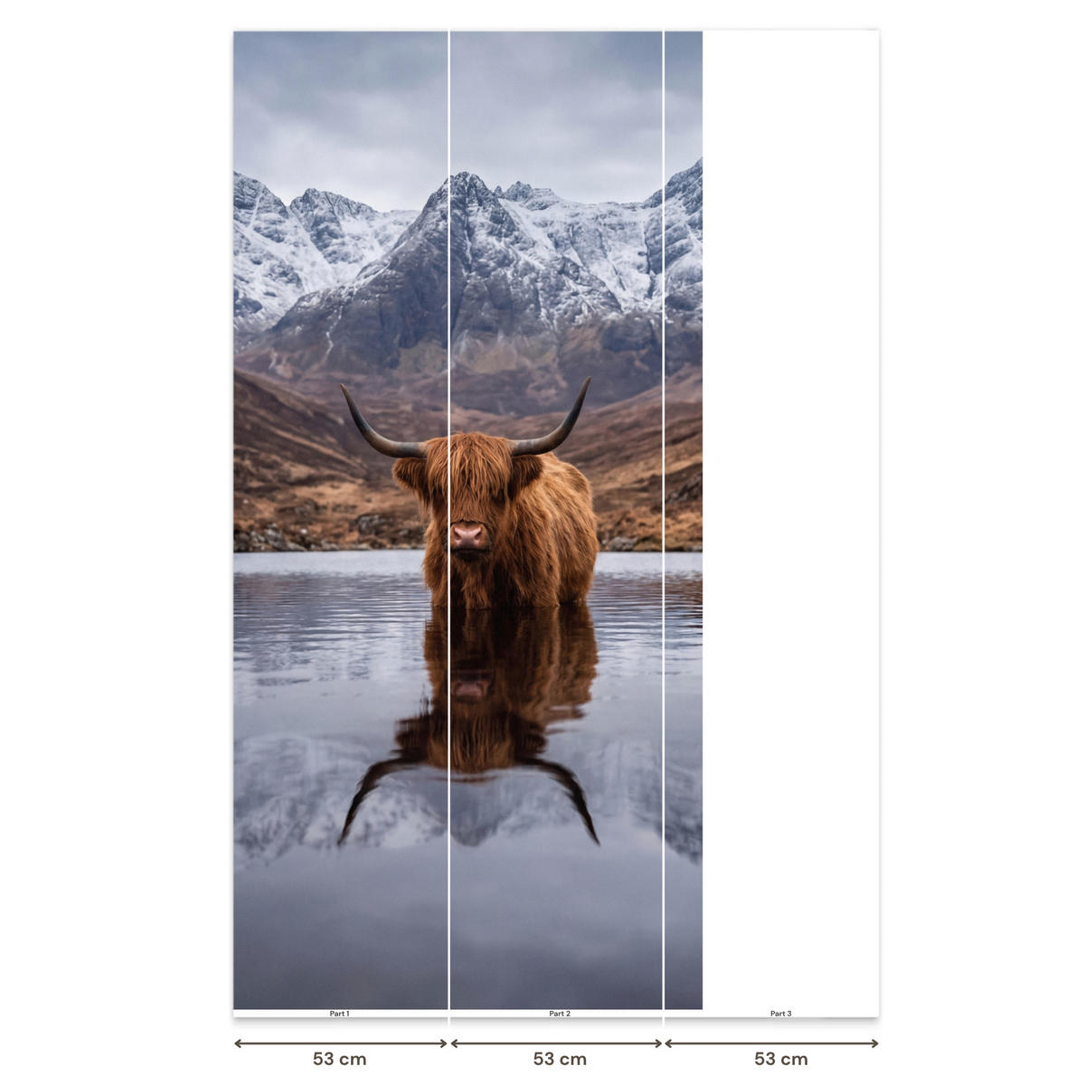 TAPETE - Schottischer Hochländer - Braun - Wasser - 120x260 cm - Braun, Papier (120/260cm) - OnlyWow