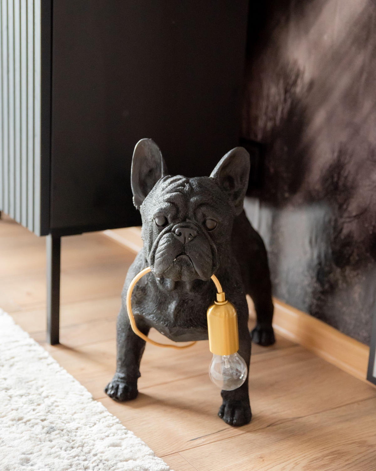 TISCHLAMPE Hund Schwarz Baxter - Messingfarben/Schwarz, Kunststoff (47/24/43cm) - Beliani
