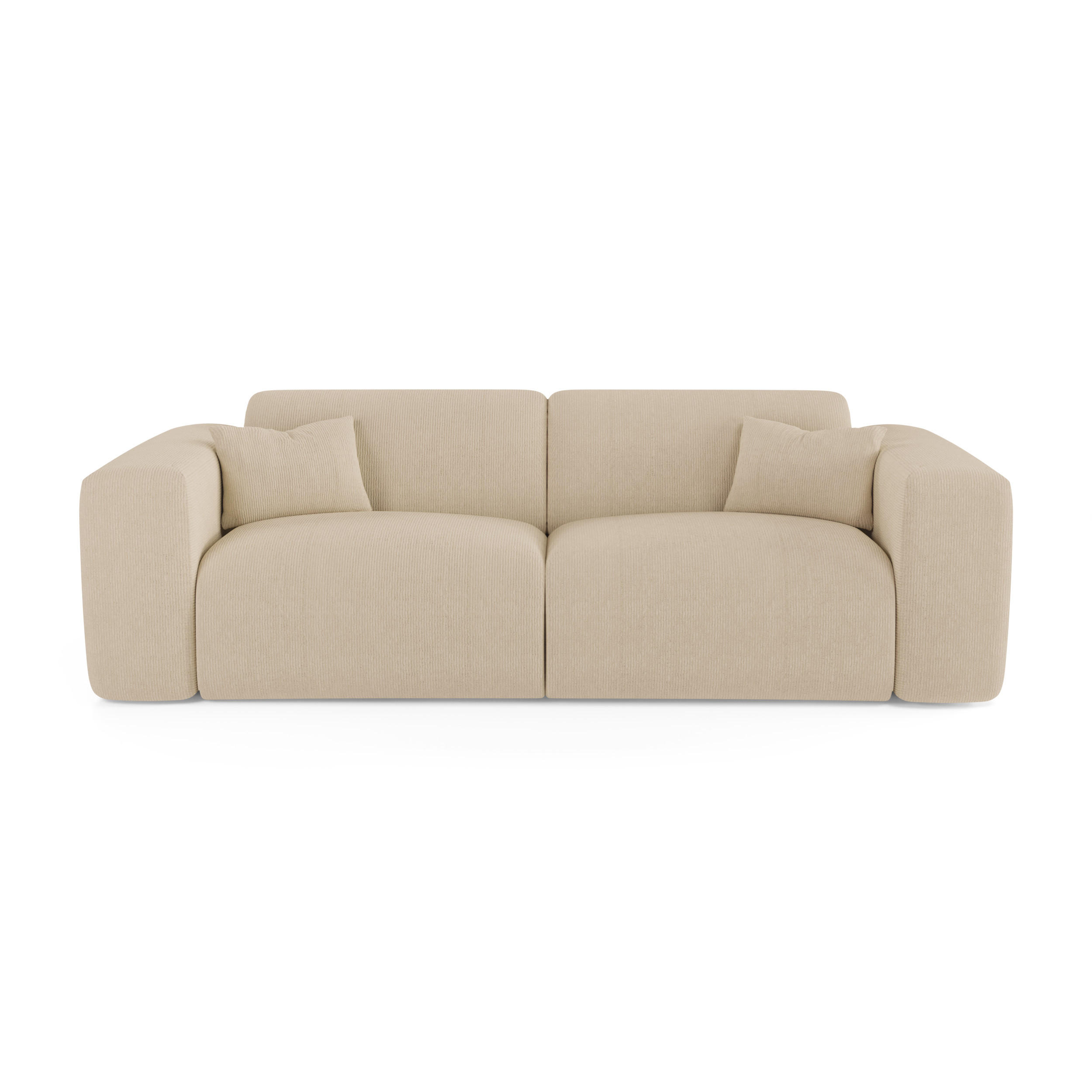 SCHLAFSOFA GERADE Gerippter Samt Beige 234cm - Beige, Textil (234/73/95cm) - Sia Home