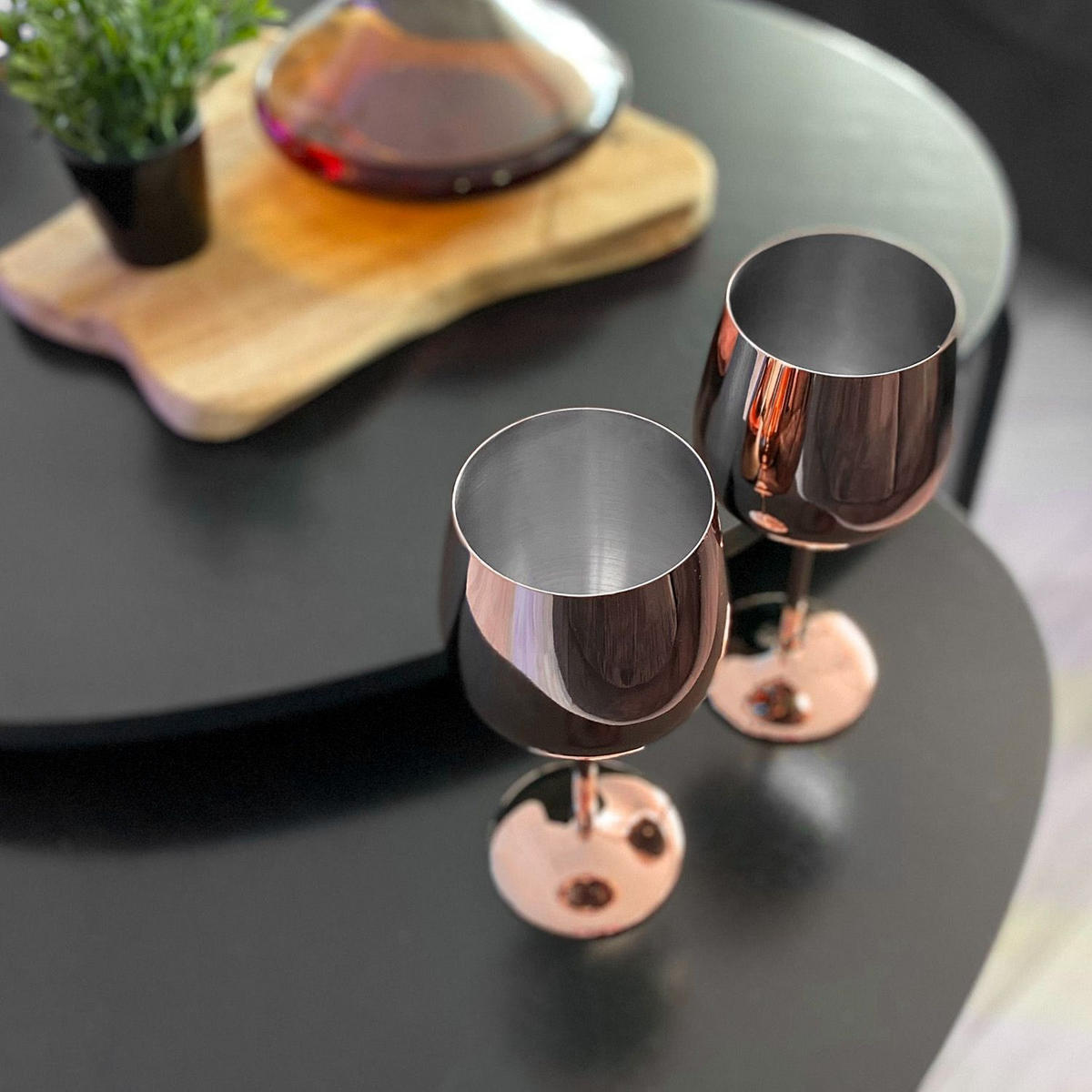 WEINGLAS-SET Edelstahl 400 ml (2er-Set) - Rosa, Metall (0.4L) - Intirilife