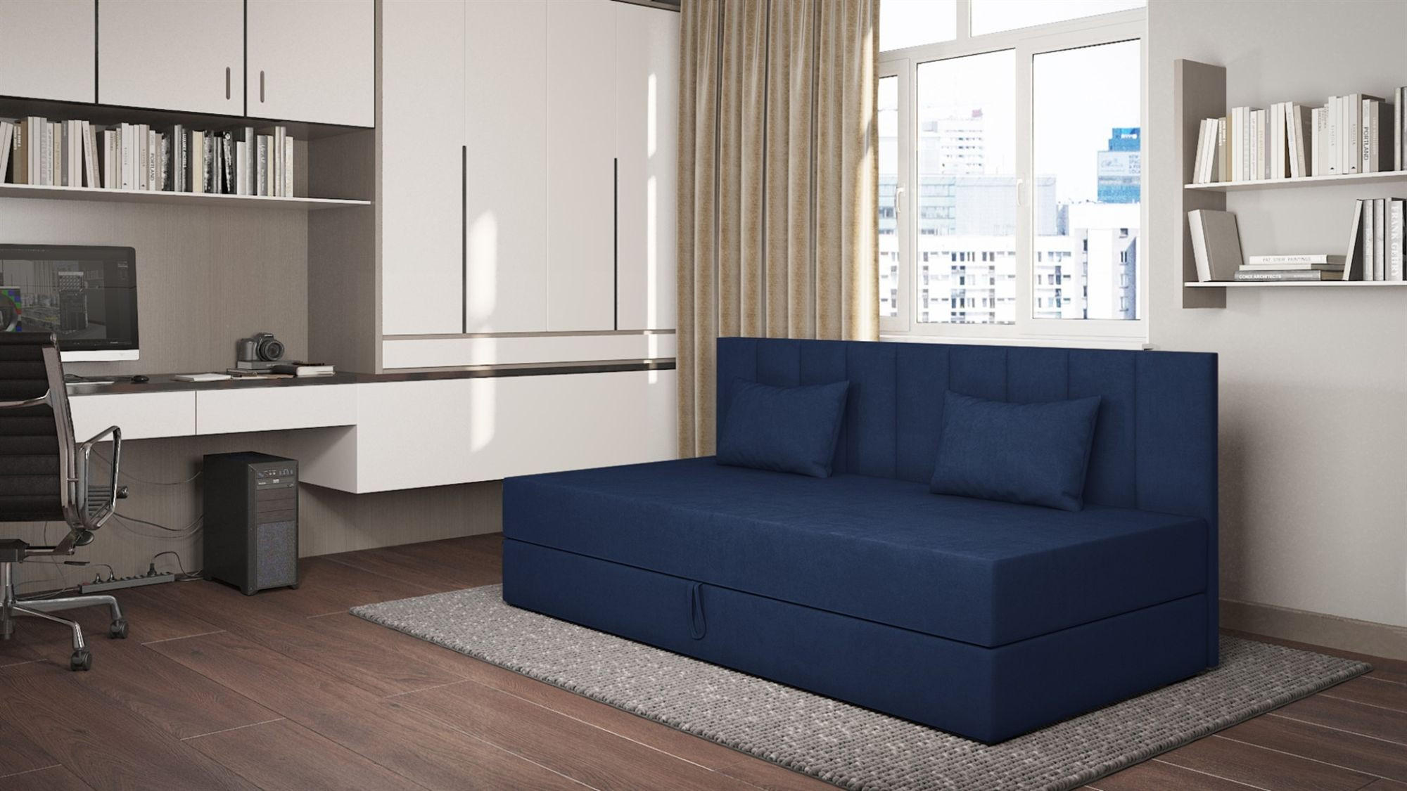 SOFA Margot In Opera - Dunkelblau, Holzwerkstoff/Textil (200/90/97cm) - Fun Möbel