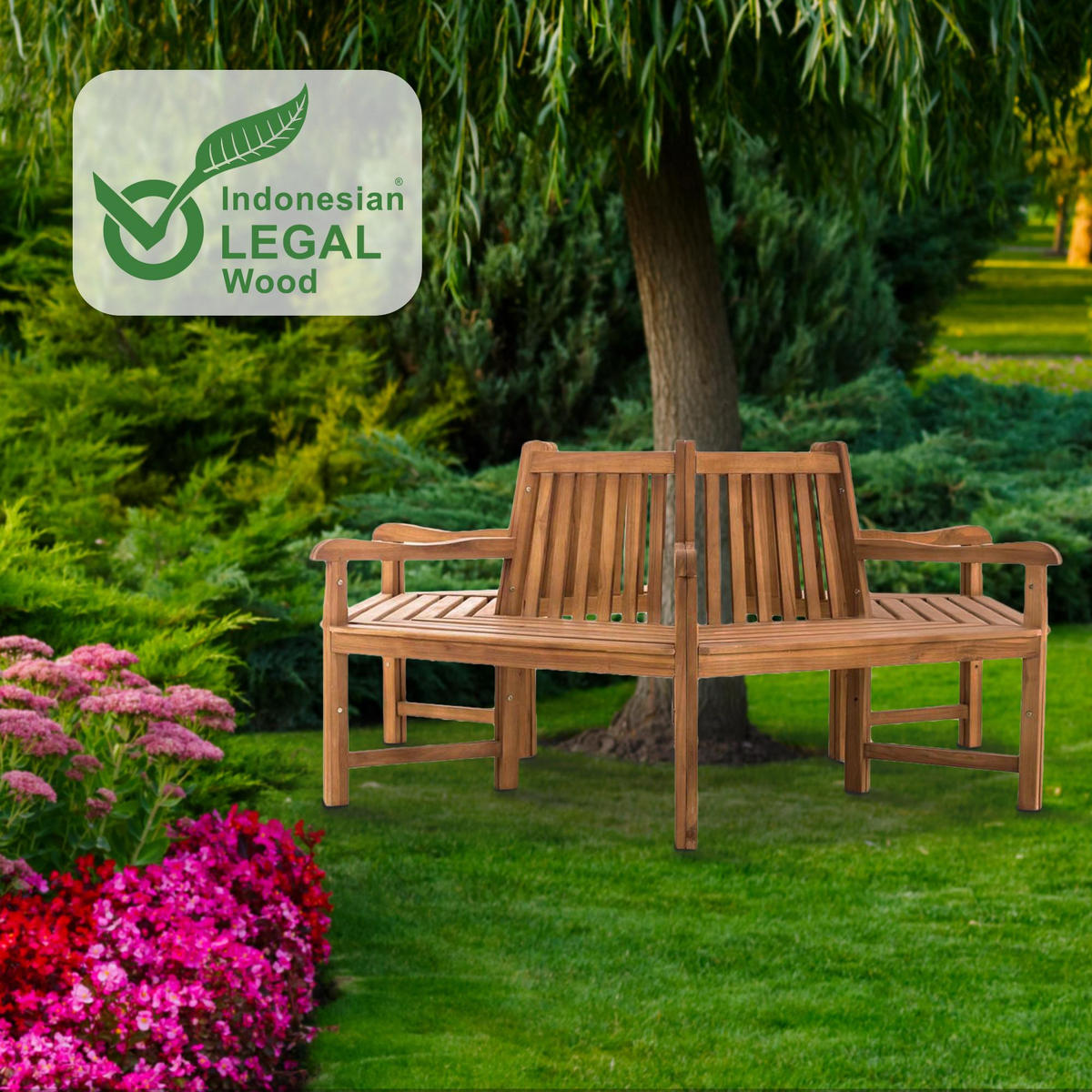 GARTENBANK 200/200 cm Holz teak - Teakfarben, Holz (200/90/200cm) - CLP