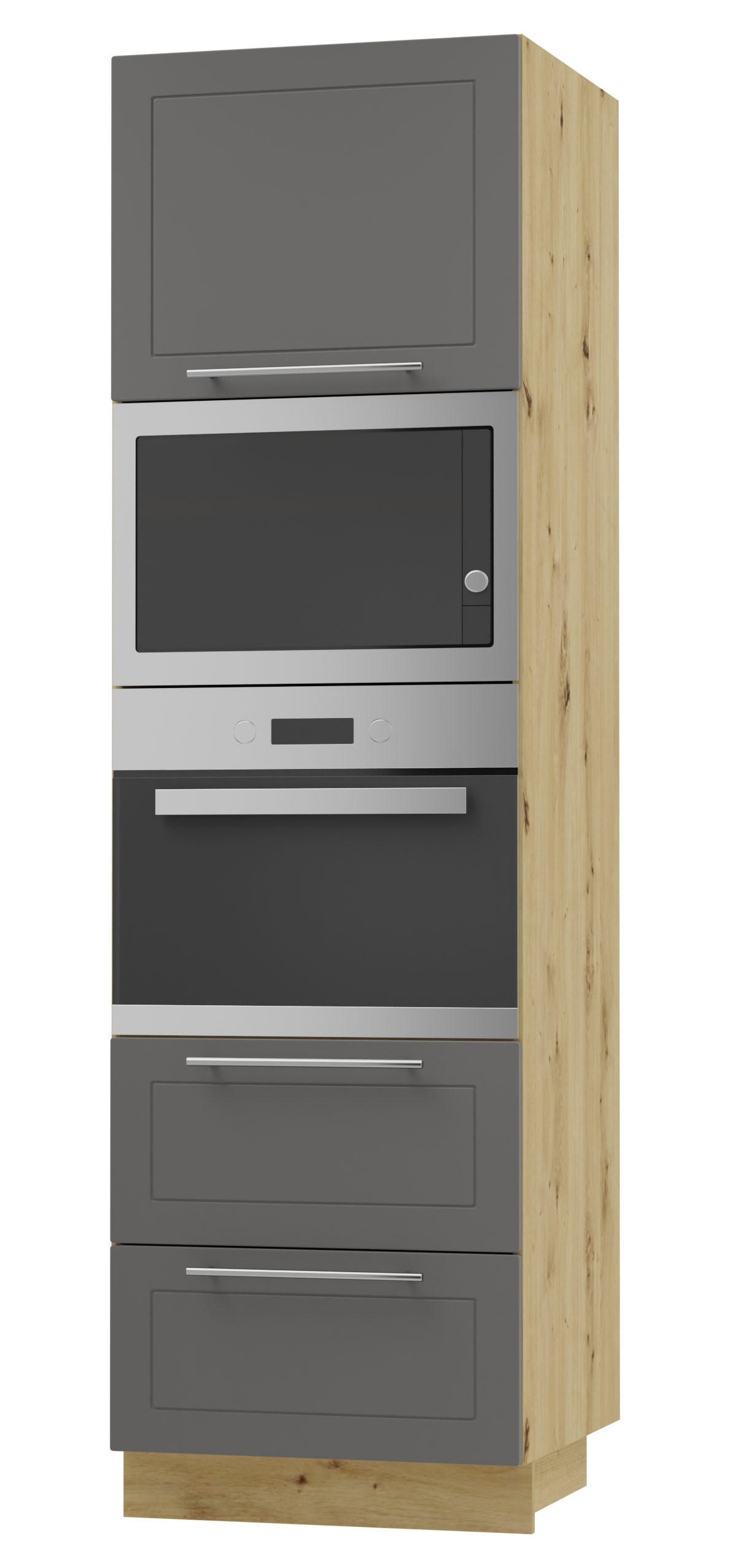 BACKOFEN-HOCHSCHRANK Kvantum D14/RU/2M/284 Graphit Matt / Eiche Artisan Matt 60 / 59 / 207cm - Graphitfarben/Eiche Artisan, Holz/Holzwerkstoff (60/207/59cm) - Feldmann-Wohnen