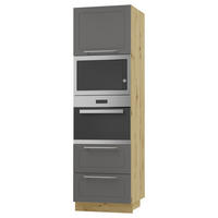 BACKOFEN-HOCHSCHRANK Kvantum D14/RU/2A/284 Graphit Matt / Eiche Artisan Matt 60 / 59 / 207cm - Graphitfarben/Eiche Artisan, Holz/Holzwerkstoff (60/207/59cm) - Feldmann-Wohnen