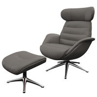 RELAXSESSEL - Grau, Leder/Metall (90/107/90cm) - home24