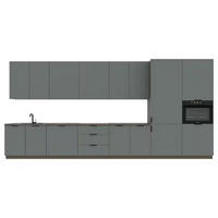 KÜCHENZEILE 400 cm –Sorento K87-M400 - in Grün / Matt - Schwarz/Grün, Holz/Holzwerkstoff (400/247/58cm)