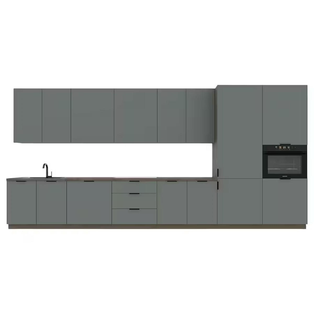 KÜCHENZEILE 400 cm –Sorento K87-M400 - in Grün / Matt - Schwarz/Grün, Holz/Holzwerkstoff (400/247/58cm)