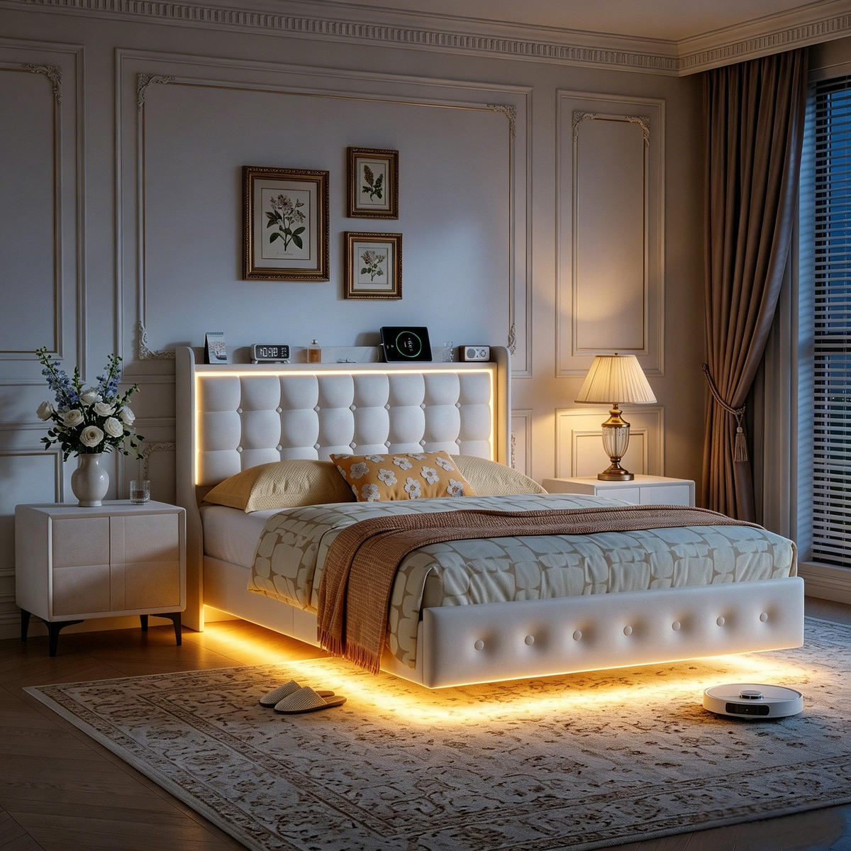 ČALÚNENÁ posteľ 160/200 cm béžová s boxom na posteľ a USB portami - béžová, drevo (160/200cm) - SHOPENTRA
