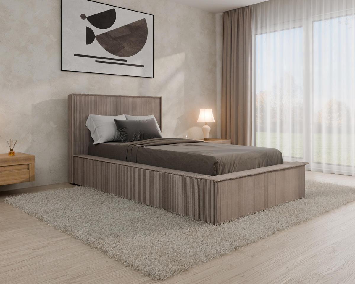 POLSTERBETT SANA 100x200cm Elegantes Polsterbett für modernen Wohnstil , ohne matratze, cappuccino - Cappuccino, Holz (100/200cm) - Homesy