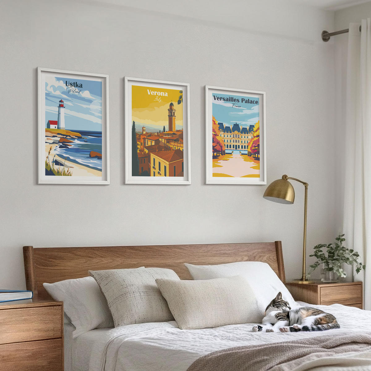 BILDER SET 3er Set - 40x60 cm Weißer Rahmen - Ansichten von Orten am Meer und von Städten - Weiß, Kunststoff (40/60cm) - TULUP