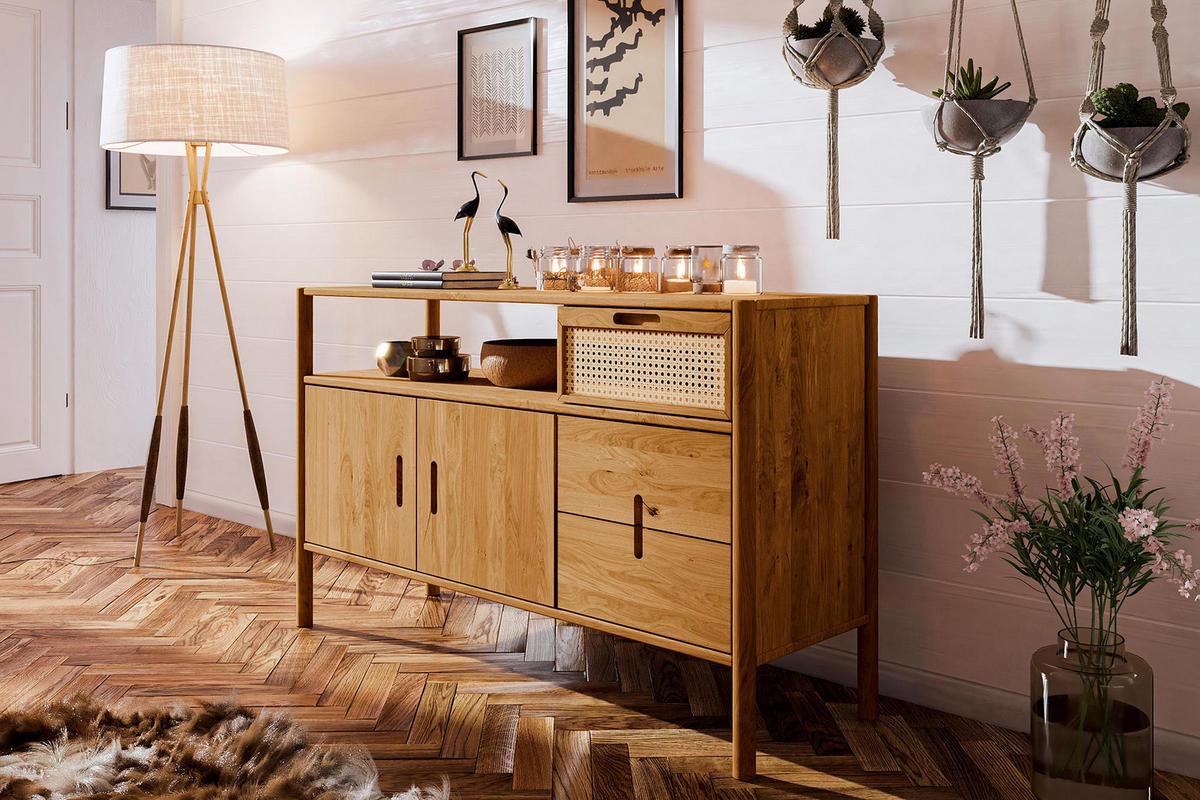 KOMMODE INA Wildeiche - Alteiche, Holz (142/86/46cm) - byoak