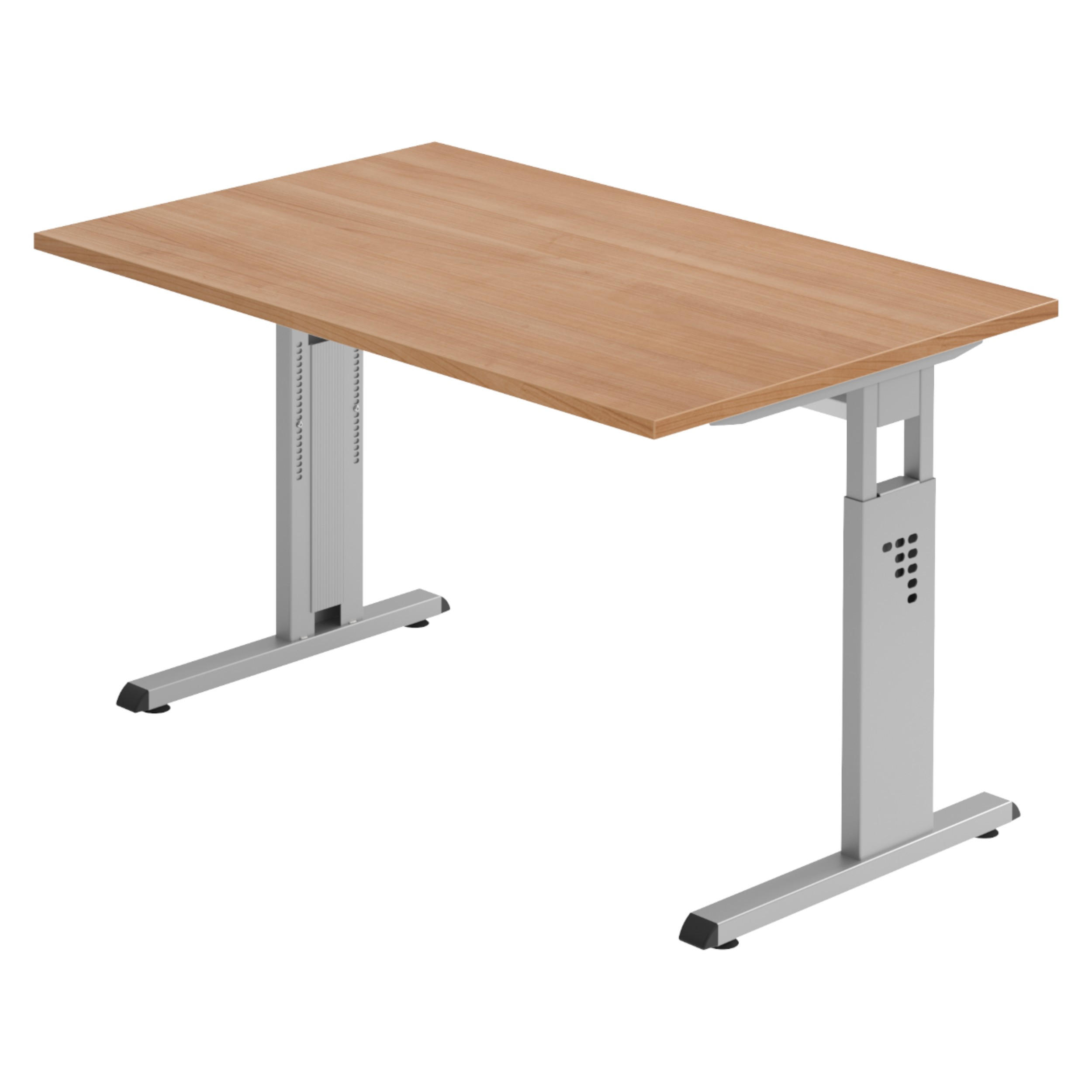 SCHREIBTISCH Serie-O 80/120/74 cm in Nussbaumfarben/Silberfarben - Silberfarben/Nussbaumfarben, Holzwerkstoff (80/120/74cm) - bümö