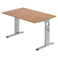 SCHREIBTISCH Serie-O 80/120/74 cm in Nussbaumfarben/Silberfarben - Silberfarben/Nussbaumfarben, Holzwerkstoff (80/120/74cm) - bümö