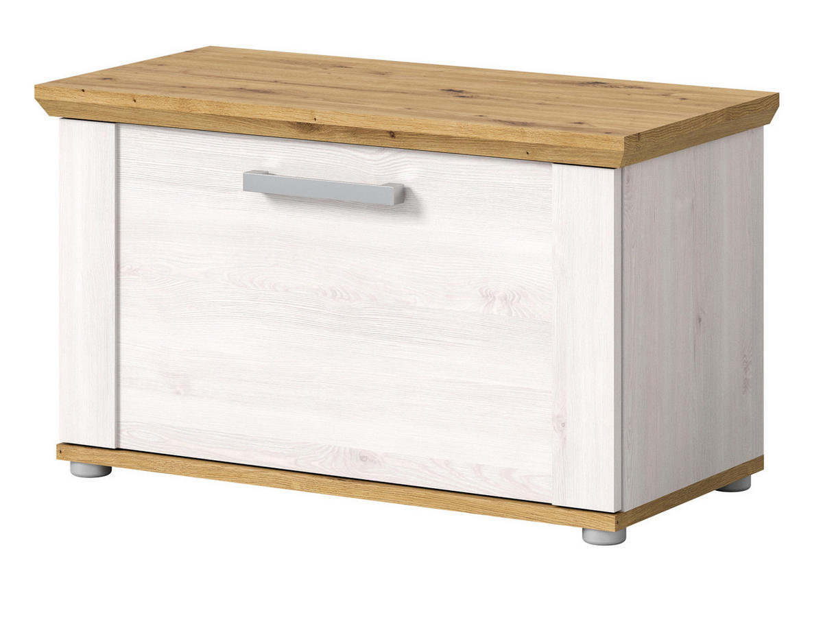 GARDEROBENBANK weiß Lärche 80 cm, Sitzbank im Landhaus-Stil - Silberfarben/Weiß, Holzwerkstoff/Kunststoff (80/47/39cm) - Inn.Furn