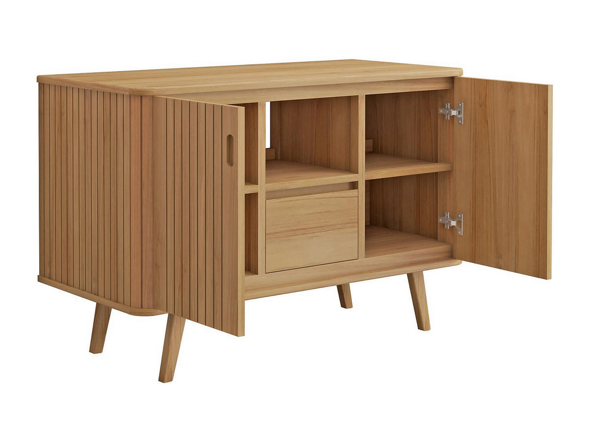 WASCHBECKENUNTERSCHRANK - 120cm x 55cm - Teakholz - naturfarben hell - WAMENA - Naturfarben, Holz (120/80/55cm) - Vente-Unique