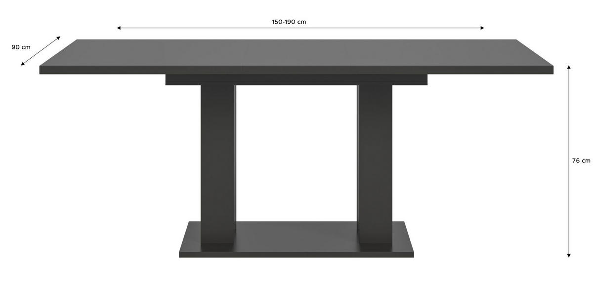 ESSTISCH MOTION (B/H/T: ca. 150/76/90 cm) in grau/grau - Grau, Holzwerkstoff (90/150/76cm)