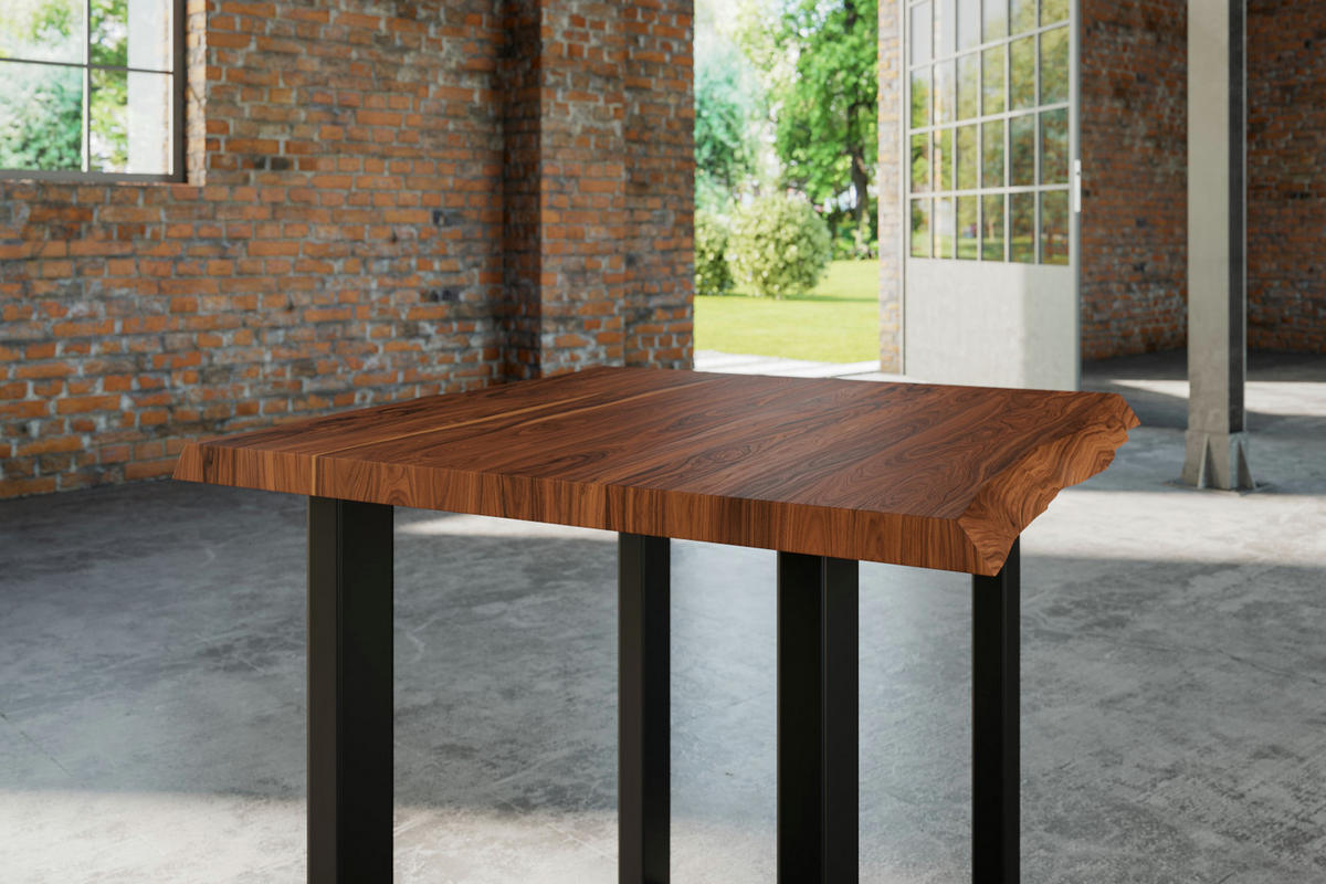 ESSTISCH LAUREN - Nussbaumfarben/Walnussfarben, Holz/Metall (80/80/77cm) - SAM