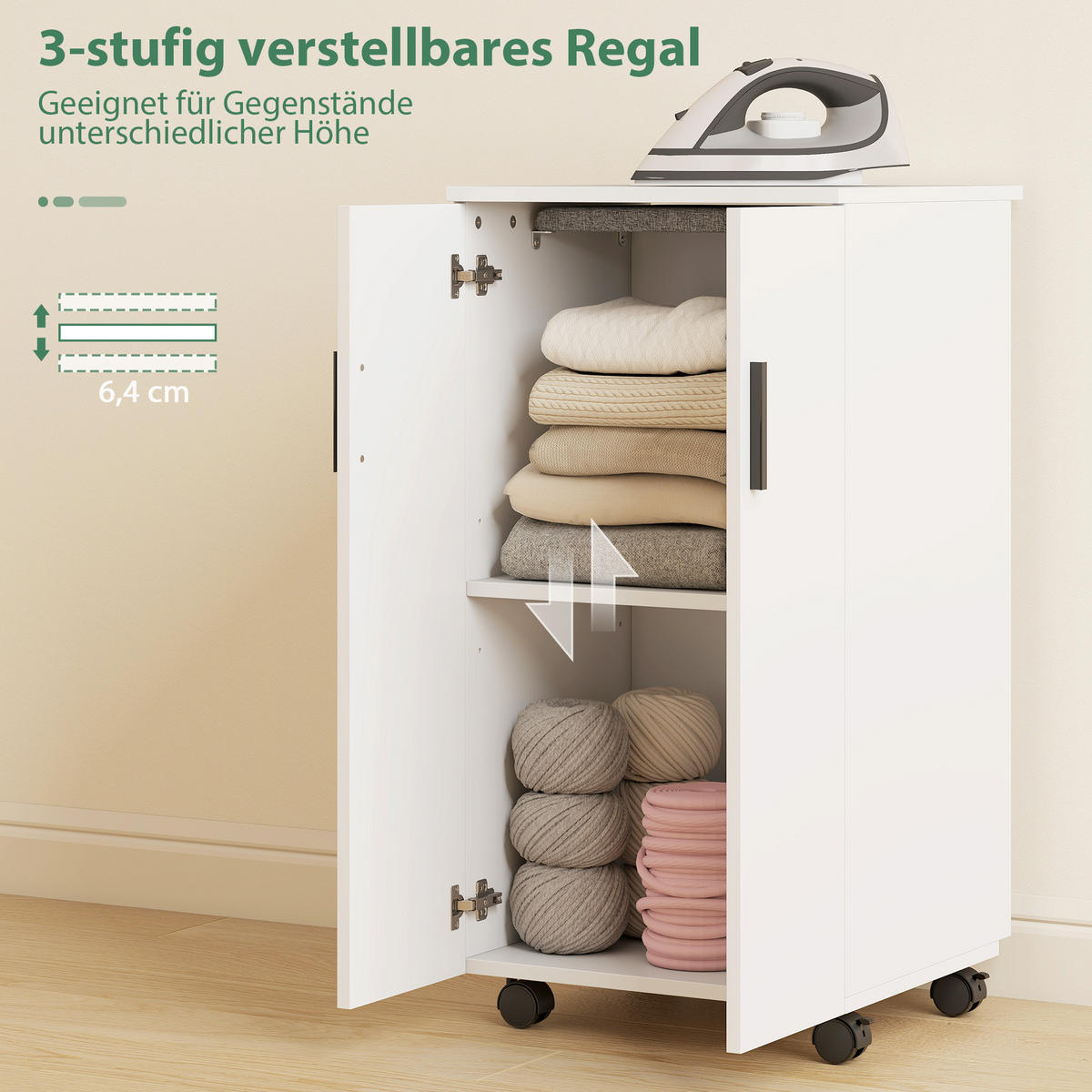 BÜGELBRETTSCHRANK DE-09596 Weiß - Weiß, Holzwerkstoff (99.5/83/43cm) - ComfortXL