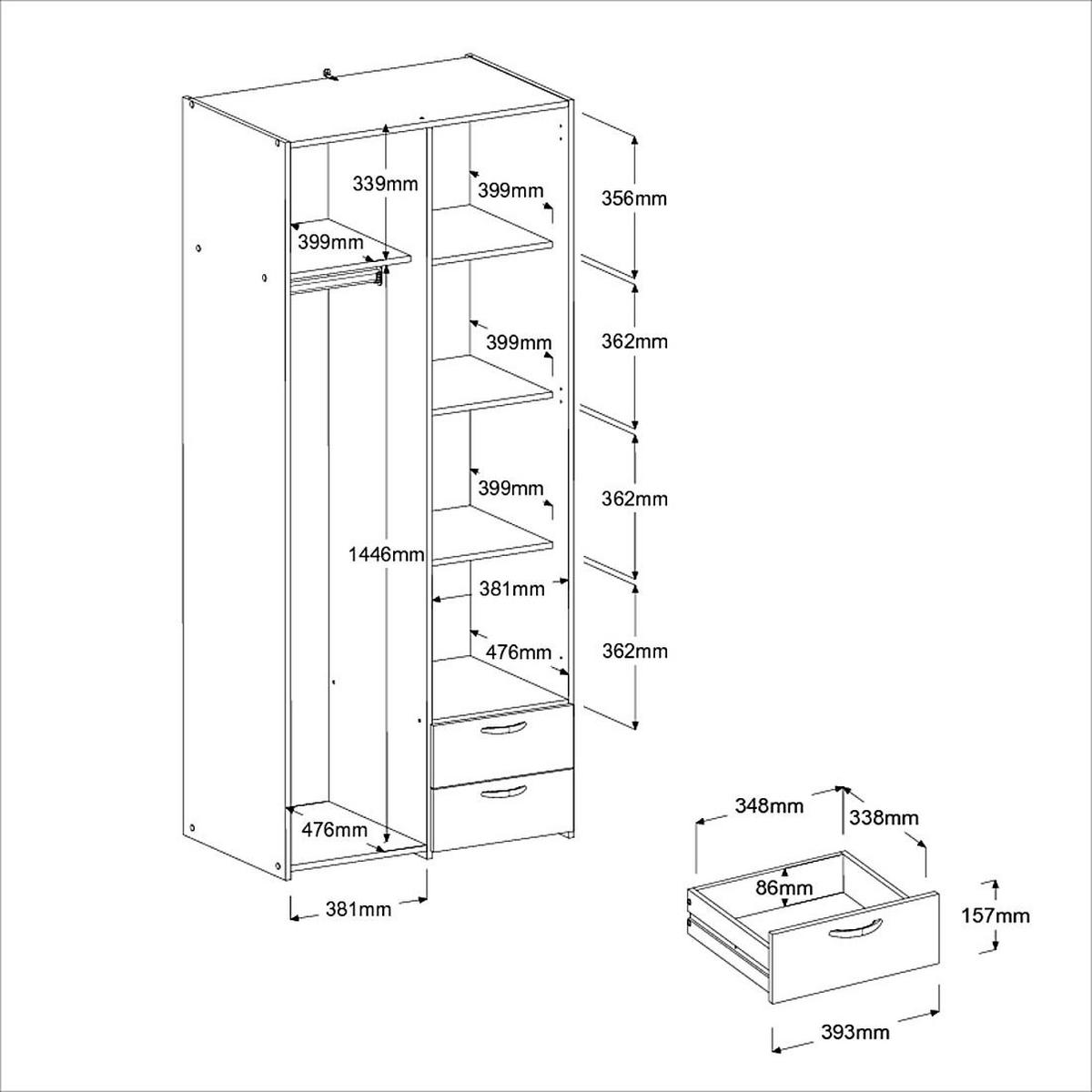 KINDERZIMMER weiß, Komplett-Set 3-teilig mit Stauraumbett, Kleiderschrank, Kommode - Silberfarben/Weiß, Holzwerkstoff/Kunststoff (115/185/204cm) - Parisot Meuble