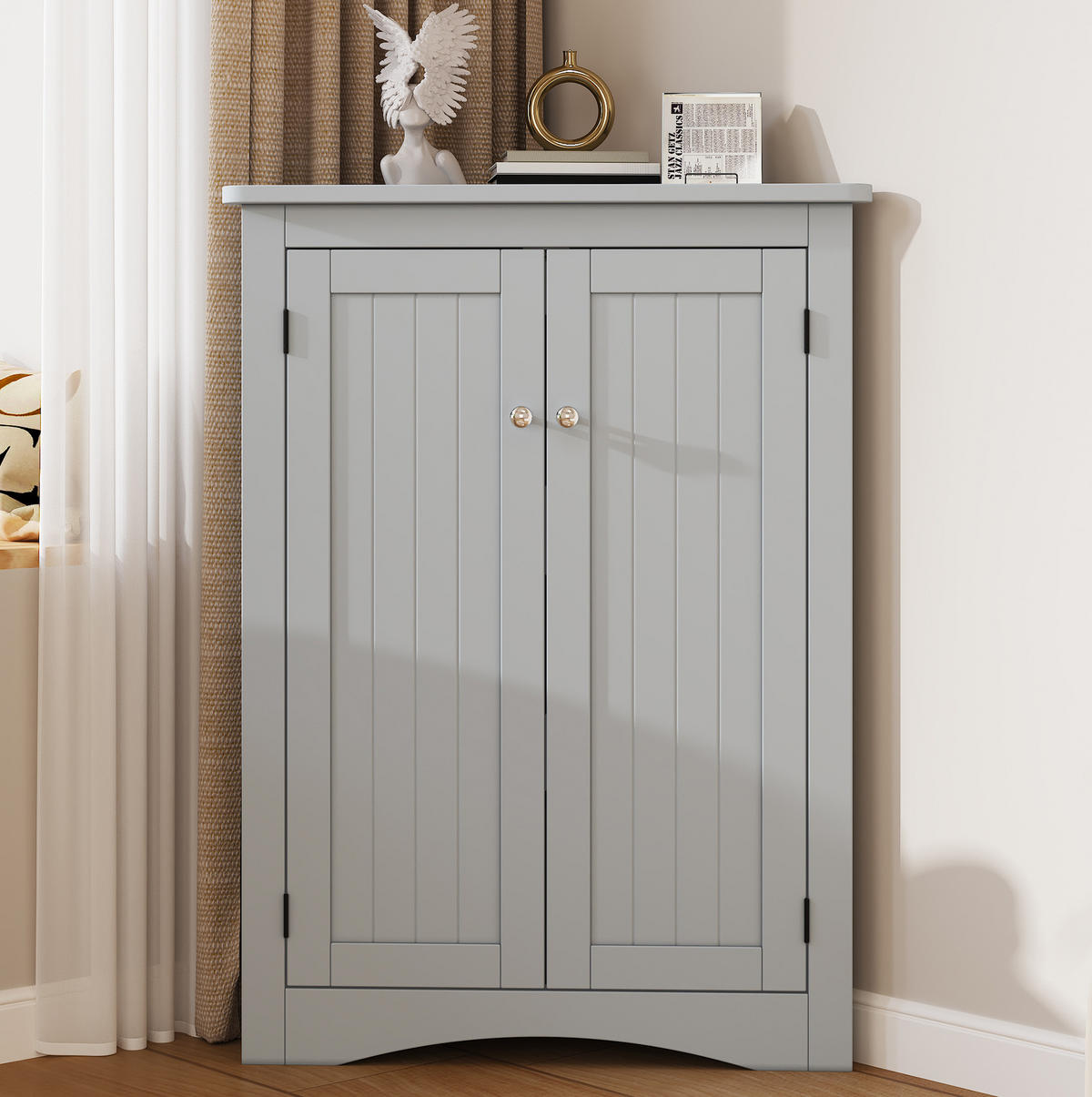 MIDISCHRANK 61,5/80 cm aus MDF mit 2 Türen Grau - Grau, Holzwerkstoff (34.5/90/61.5cm) - Modenvie