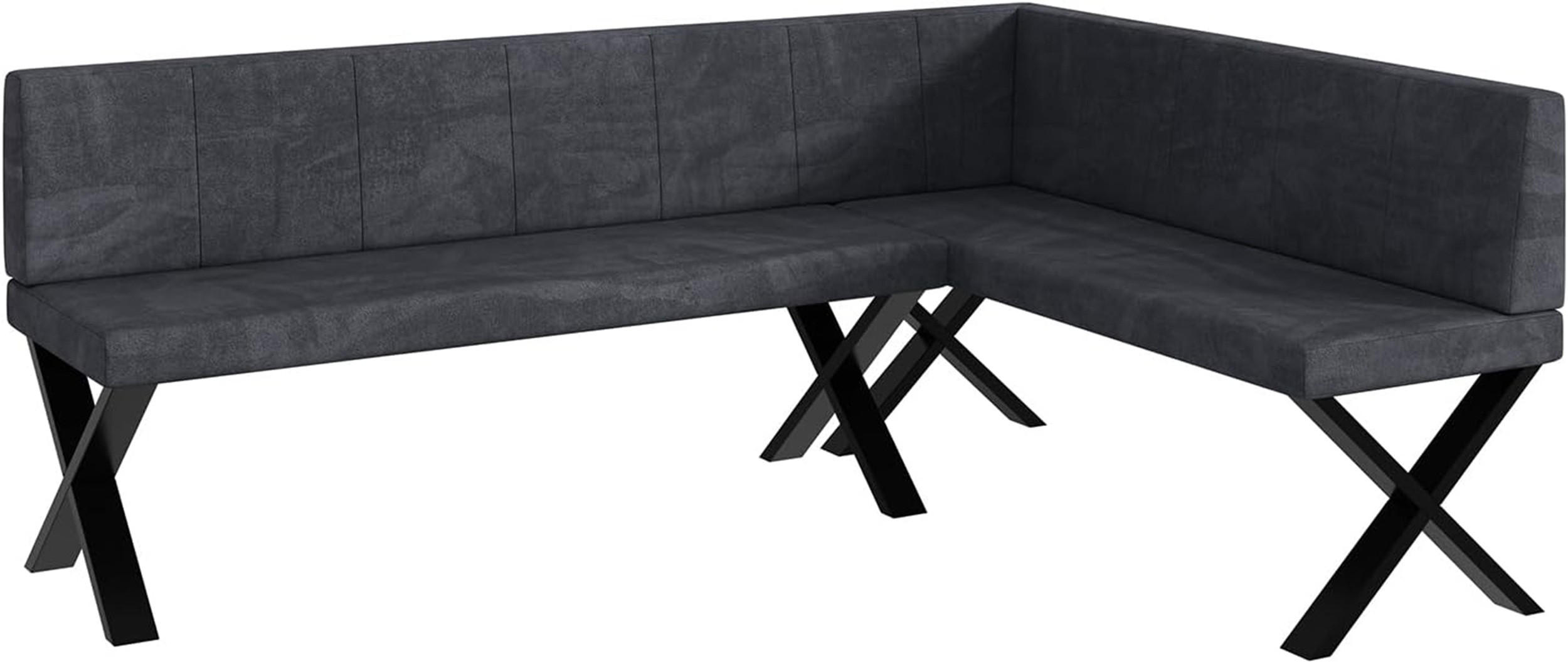 Meblini Eckbank Dunkelgrau 196x142 cm