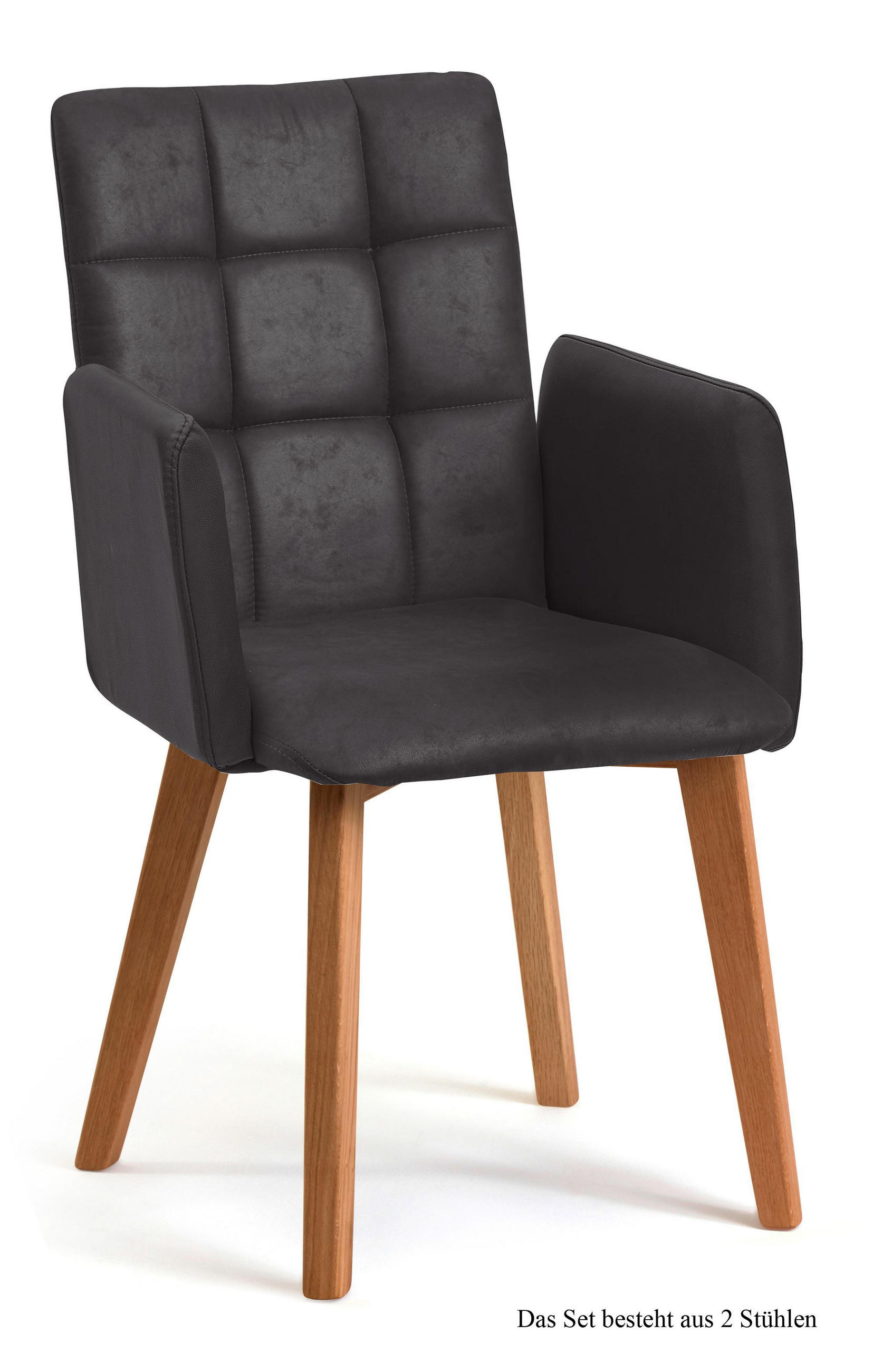 ARMLEHNSTUHL (2er-Set) Dareia 52x91x60 Eiche geölt/Anthrazit - Eichefarben/Anthrazit, Kunststoff (60/91/52cm) - 58aufmkessel