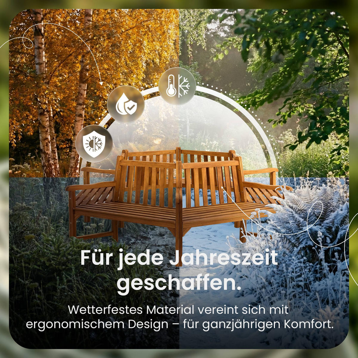GARTENBANK 250/250 cm Holz Teak - Teakfarben, Holz (250/93/250cm) - CLP