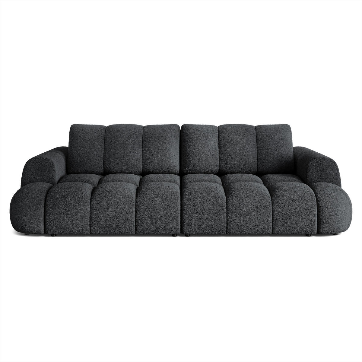 BETTSOFA DAFNE Schwarz Bucle-Stoff mit Schlaffunktion - Schwarz, Textil (300/88/113cm) - MASSENO
