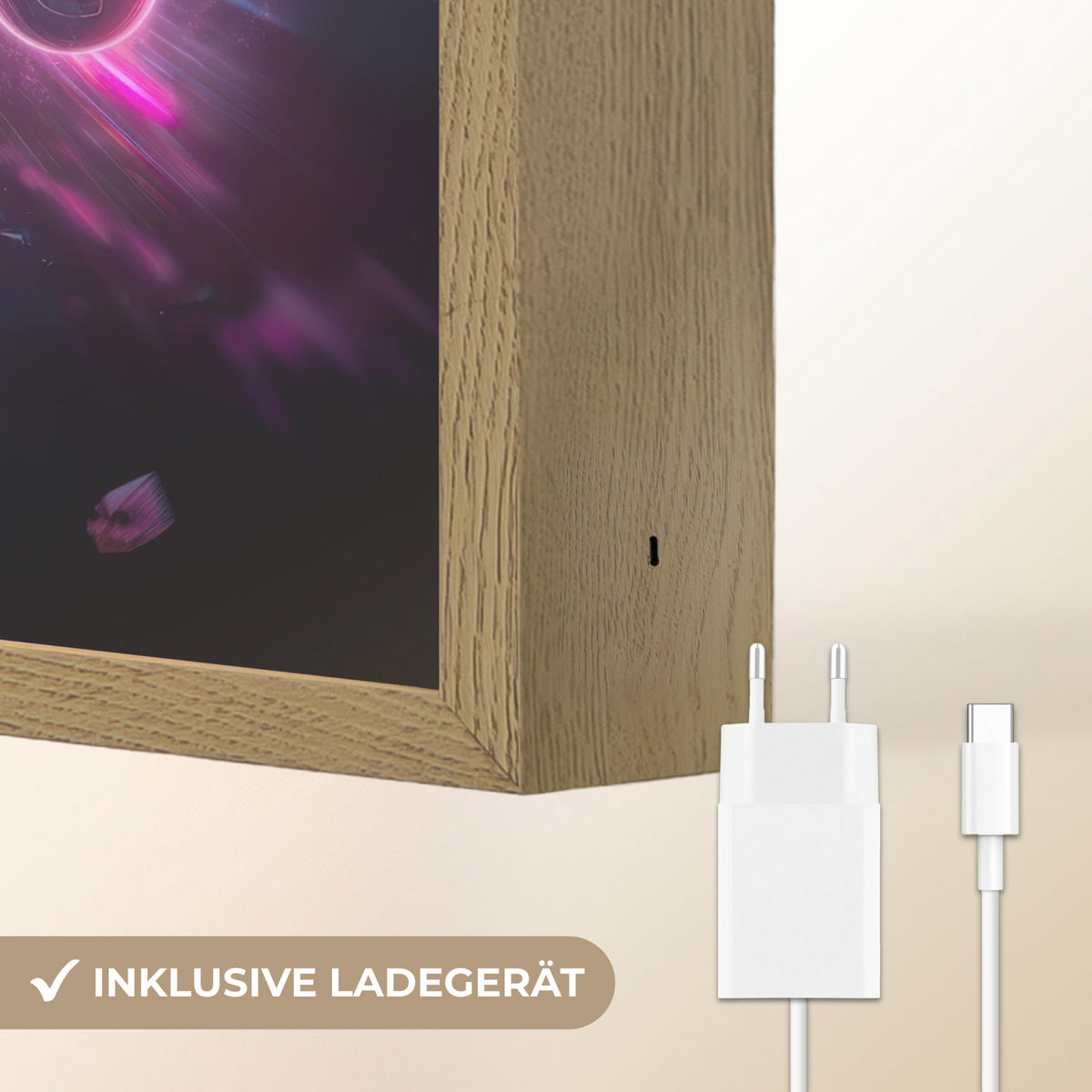 NÁSTĚNNÁ LAMPA S AKUMULÁTOREM Controller - Neon - Explosion - Abstraktní 30x40 cm - fialová, kompozitní dřevo (30/40/8cm)