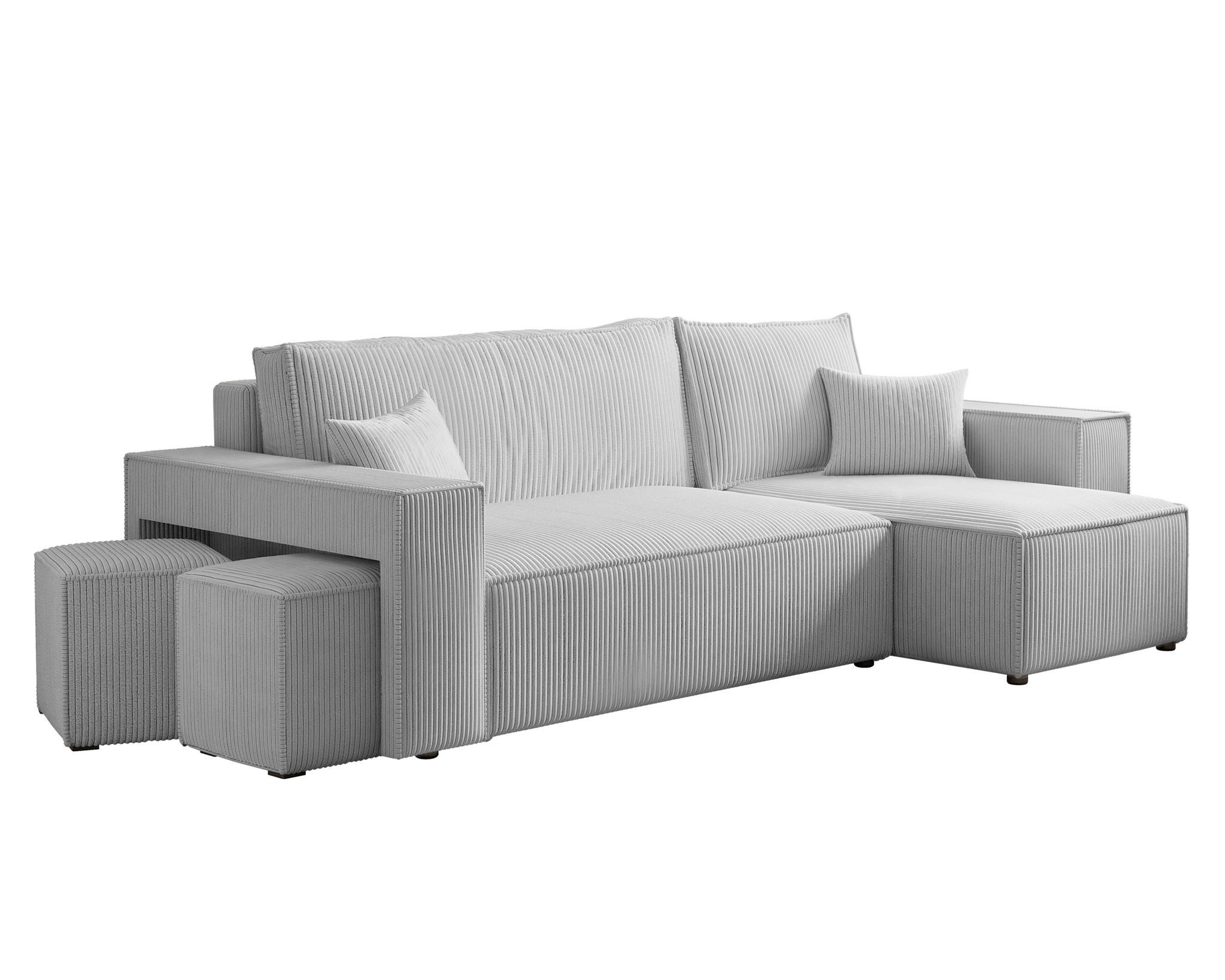 Fun Möbel Ecksofa Hellgrau 262x145 cm
