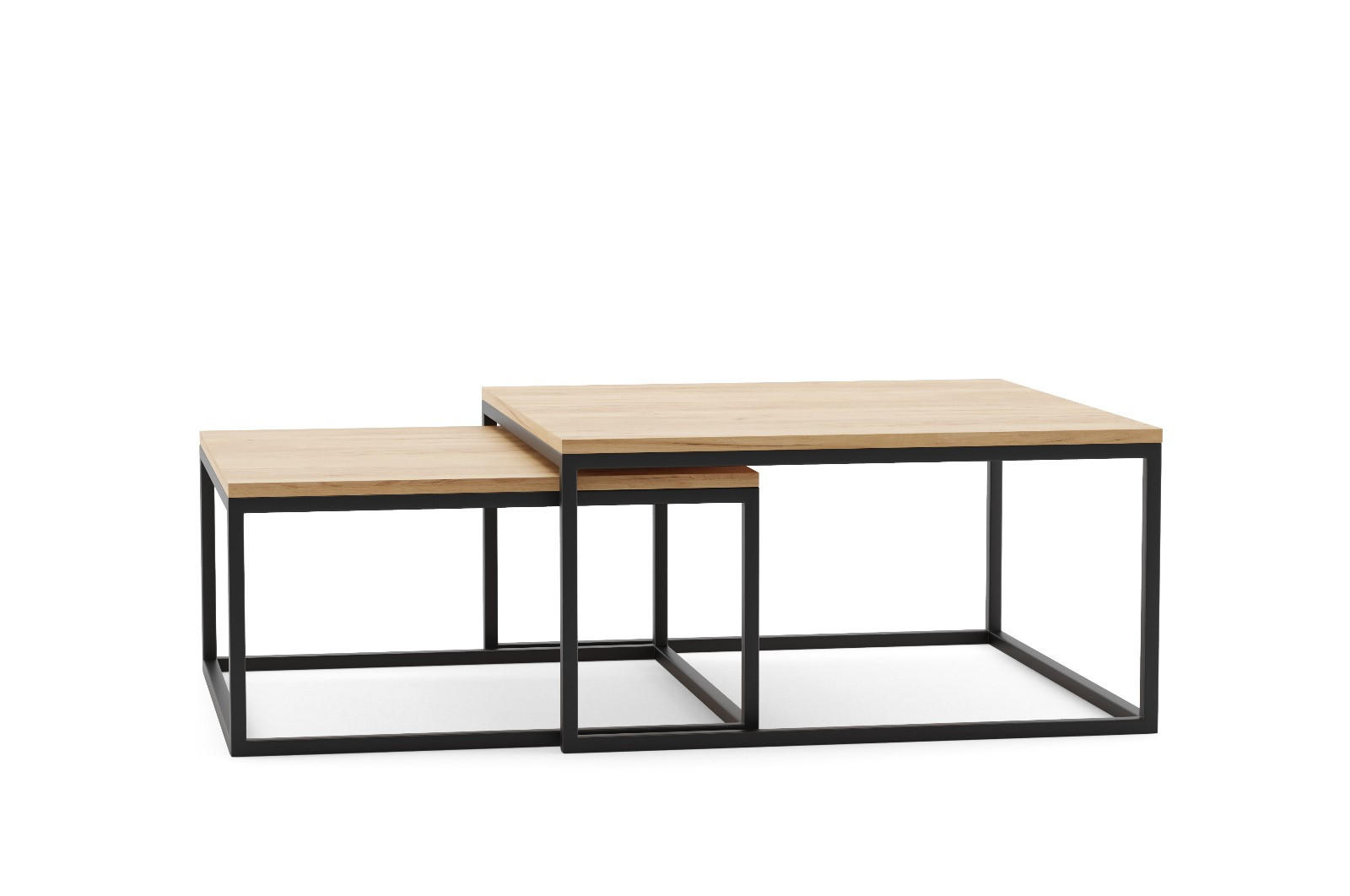 COUCHTISCHEN DUO 2-tlg - Honigeiche/Schwarz, Holzwerkstoff (76/76/39cm) - Meblini