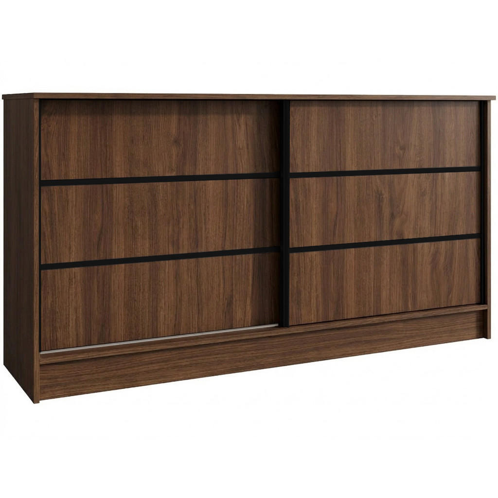 Beautysofa KOMODA Mirela se 2 posuvnými dveřmi, 160 cm, ořech + černá