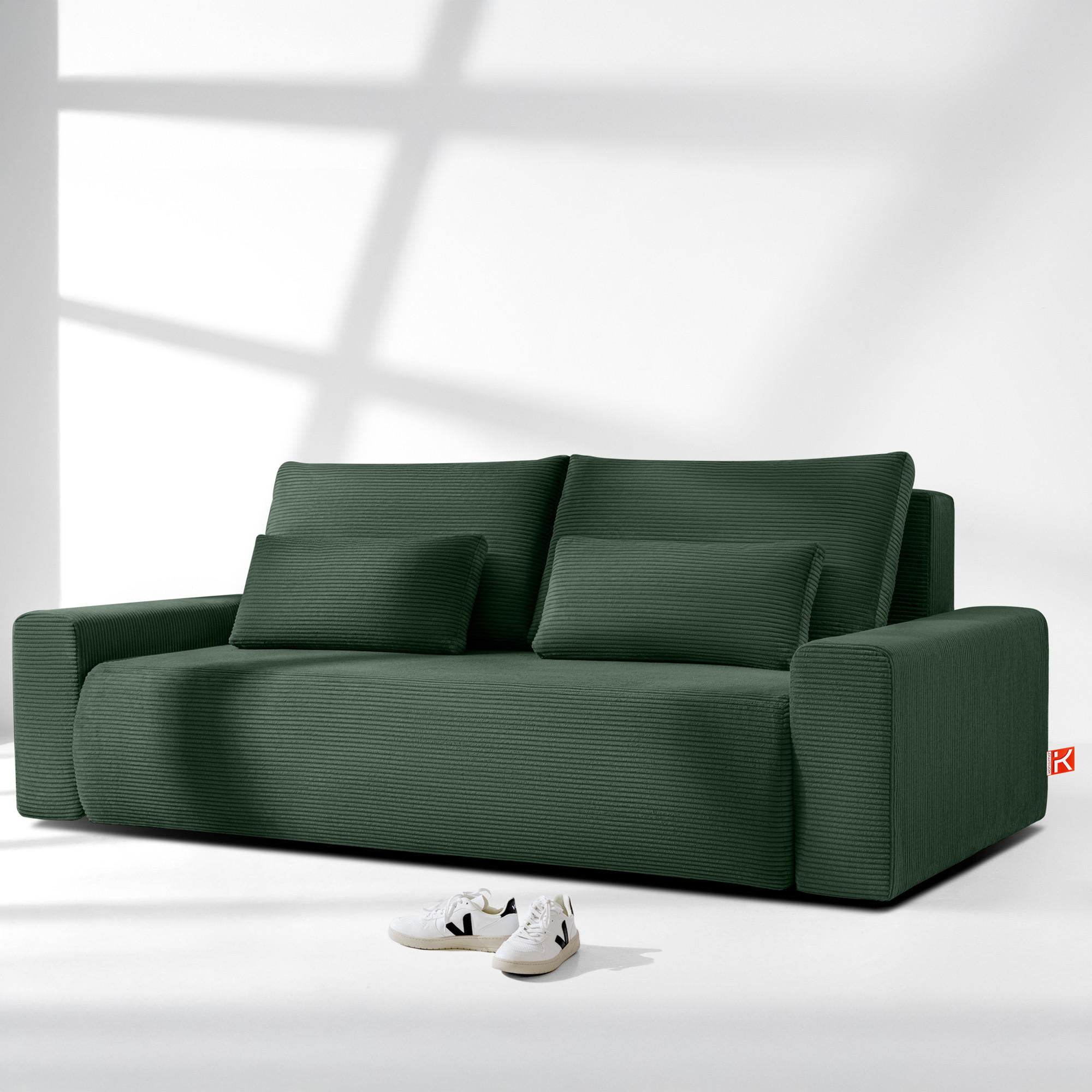 3-SITZER SCHLAFSOFA MOLLIS, Corduroy, Dunkelgrün - Dunkelgrün, Holz/Holzwerkstoff (250/93/108cm) - KONSIMO®