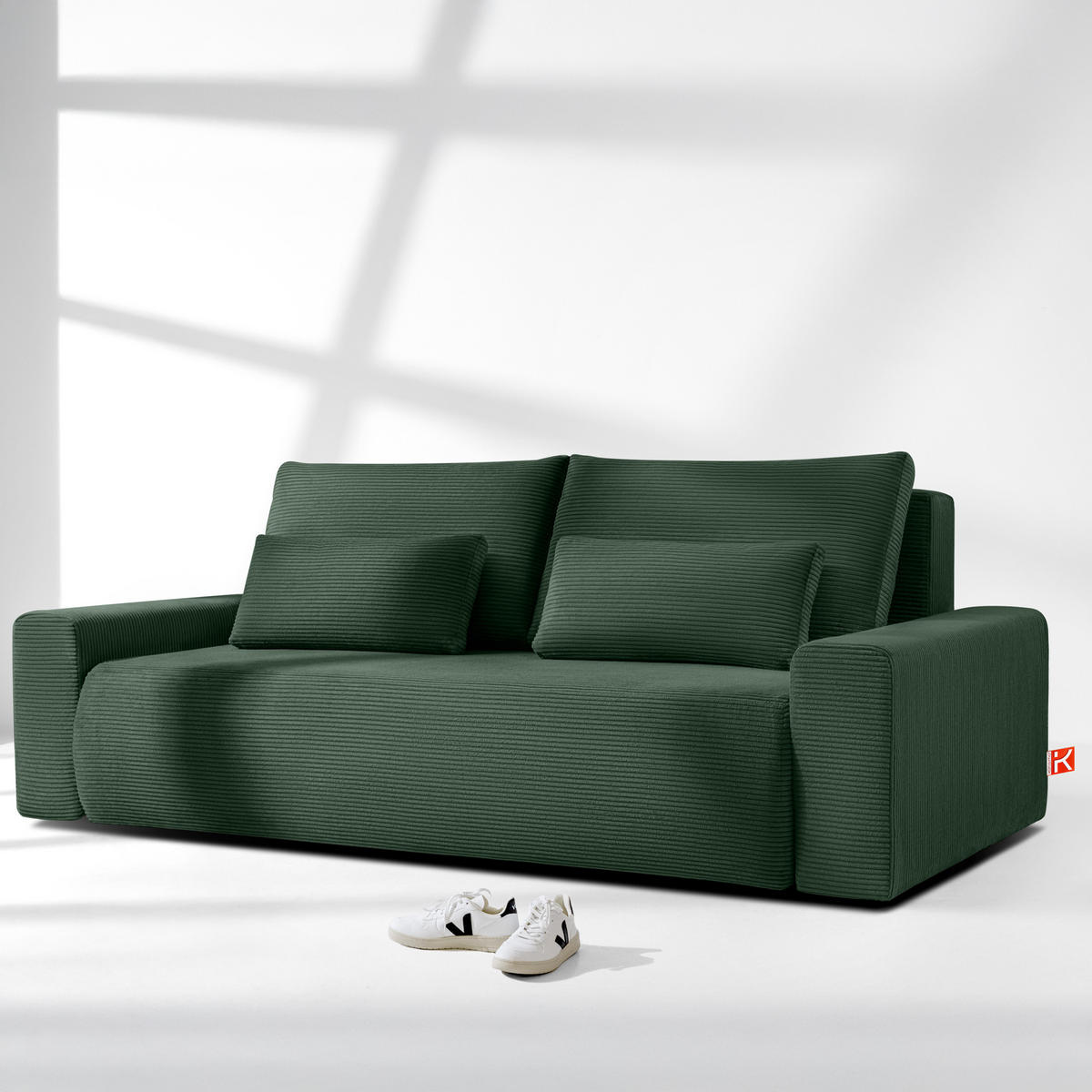 3-SITZER SCHLAFSOFA MOLLIS, Corduroy, Dunkelgrün - Dunkelgrün, Holz/Holzwerkstoff (250/93/108cm) - KONSIMO®