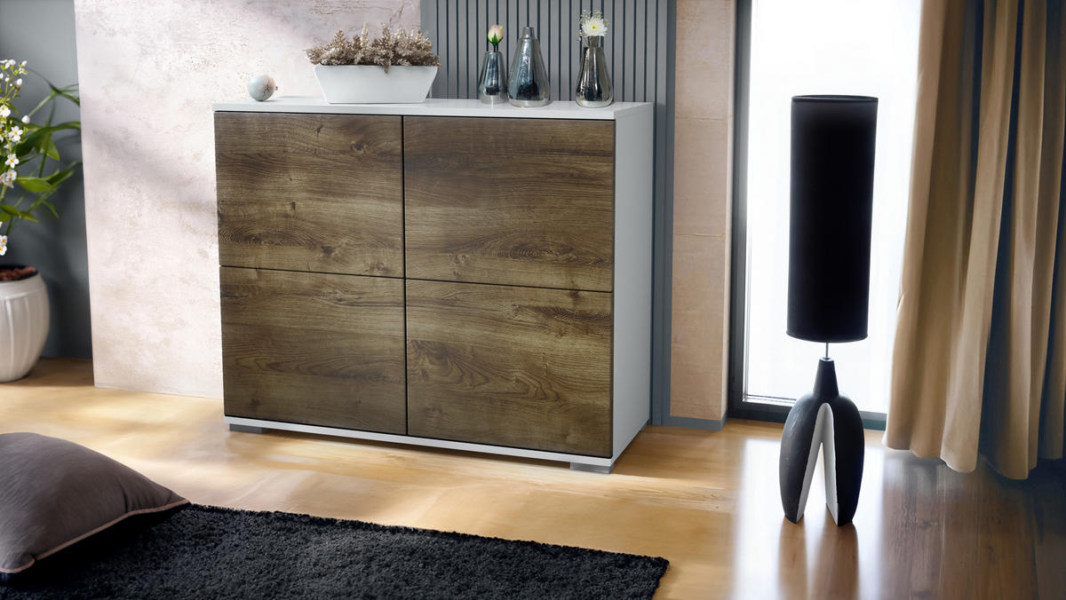 KOMMODE Rova Eiche Ribbeck - Alteiche, Holzwerkstoff (92.5/75.5/35cm) - Vladon