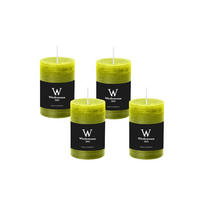 STUMPENKERZE Rustik Apfelgrün 130 x 68 mm, 4er Adventskerzen-Set - Apfelbaumfarben, Paraffin (13cm) - Wiedemann Kerzen