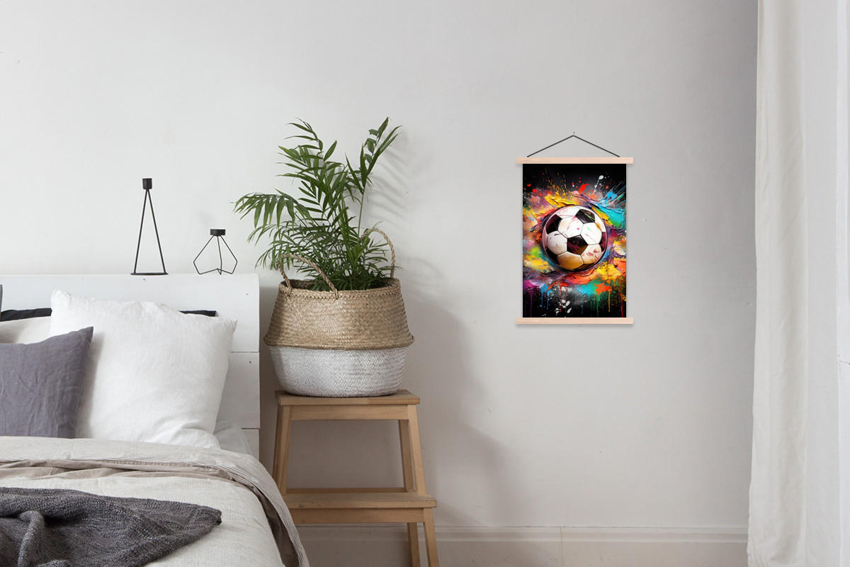 POSTER Fußball - Farbe - Farben - Schwarz - Weiß 40x60 cm - Weiß, Textil (40/60/0.15cm) - MuchoWow