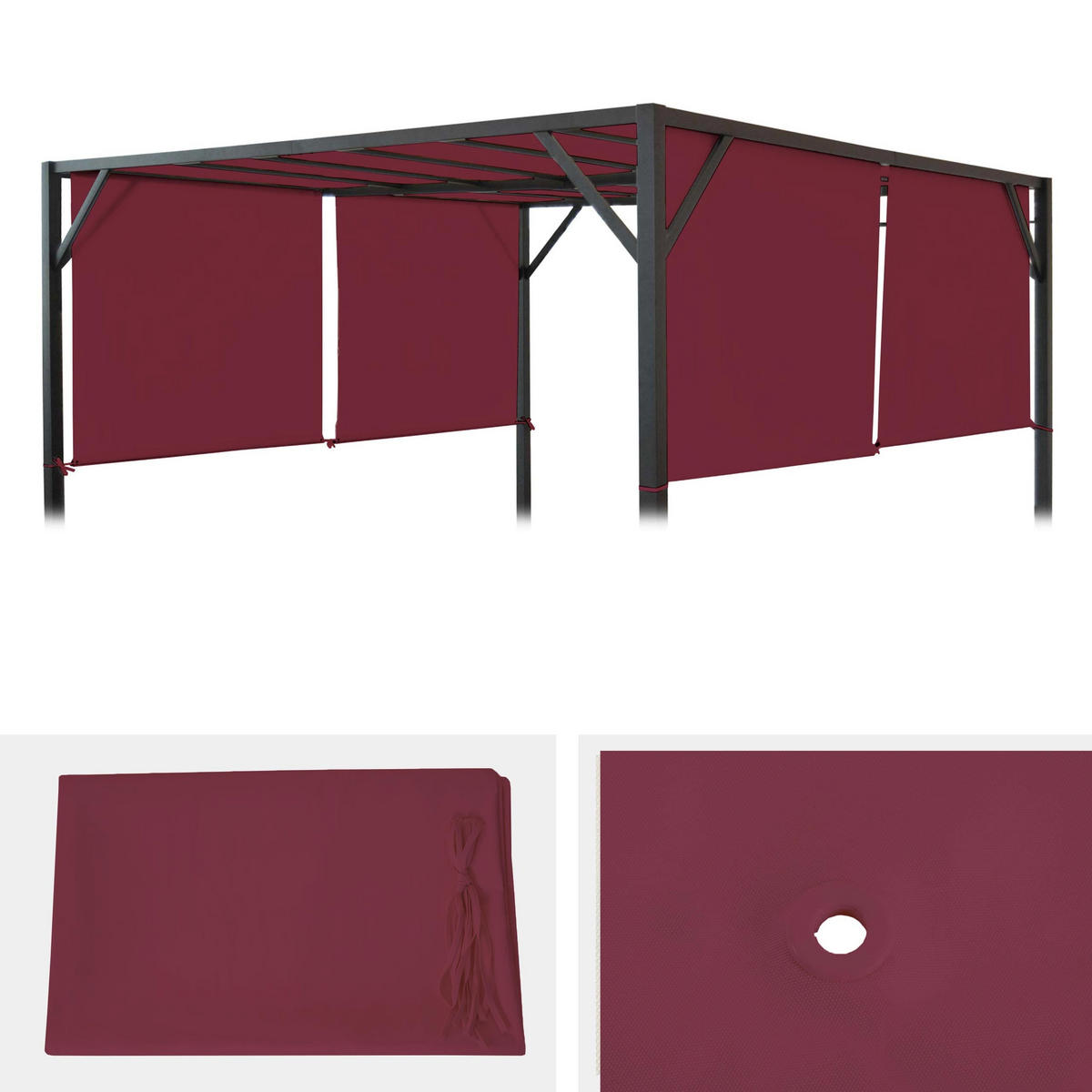 ERSATZDACH Pergola Baia 3x3m 272x496cm Rot - Rot, Textil (272/1/496cm) - BERLINLODGE